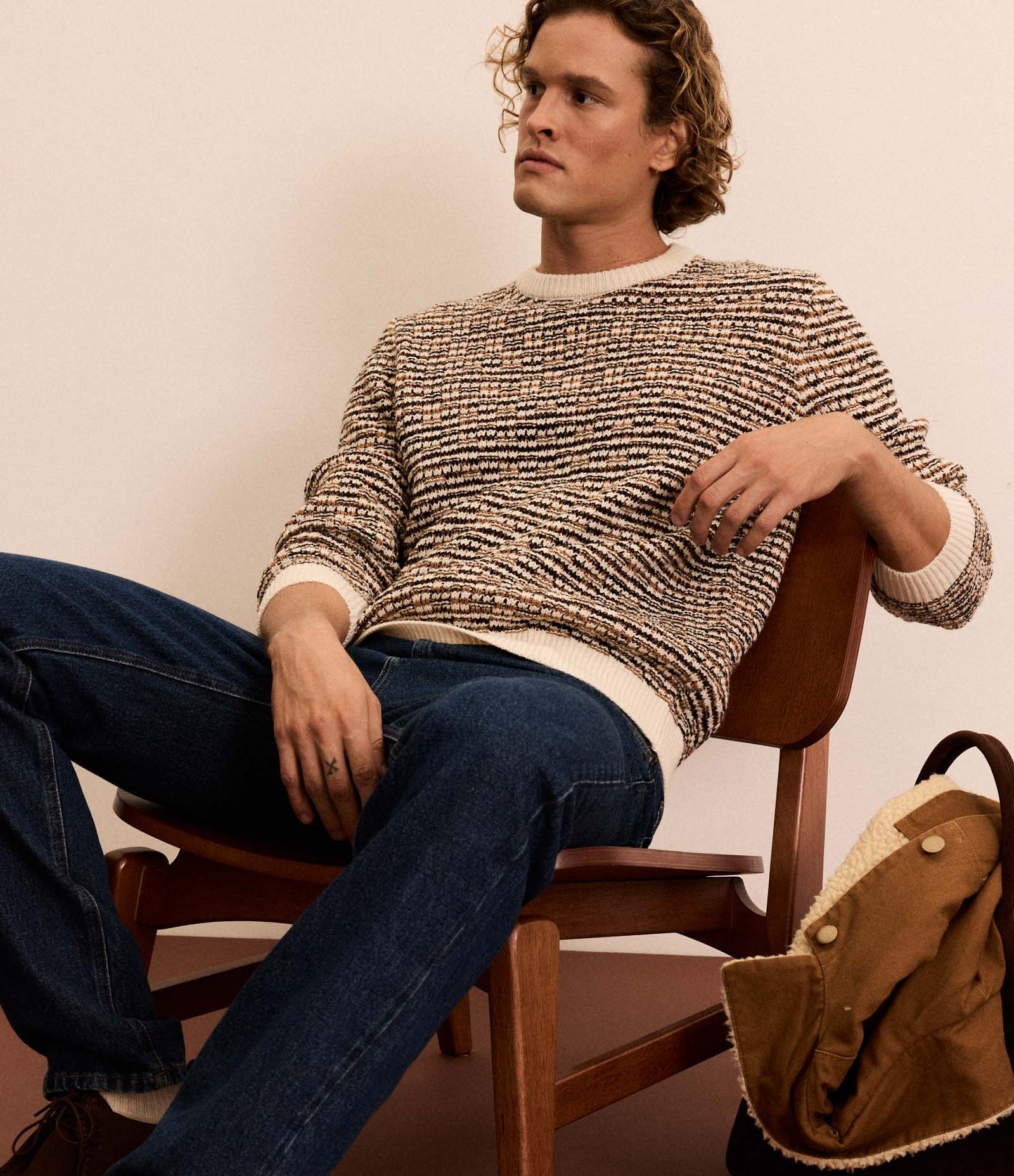 Suéter com Textura em Ponto Aberto Marrom 1