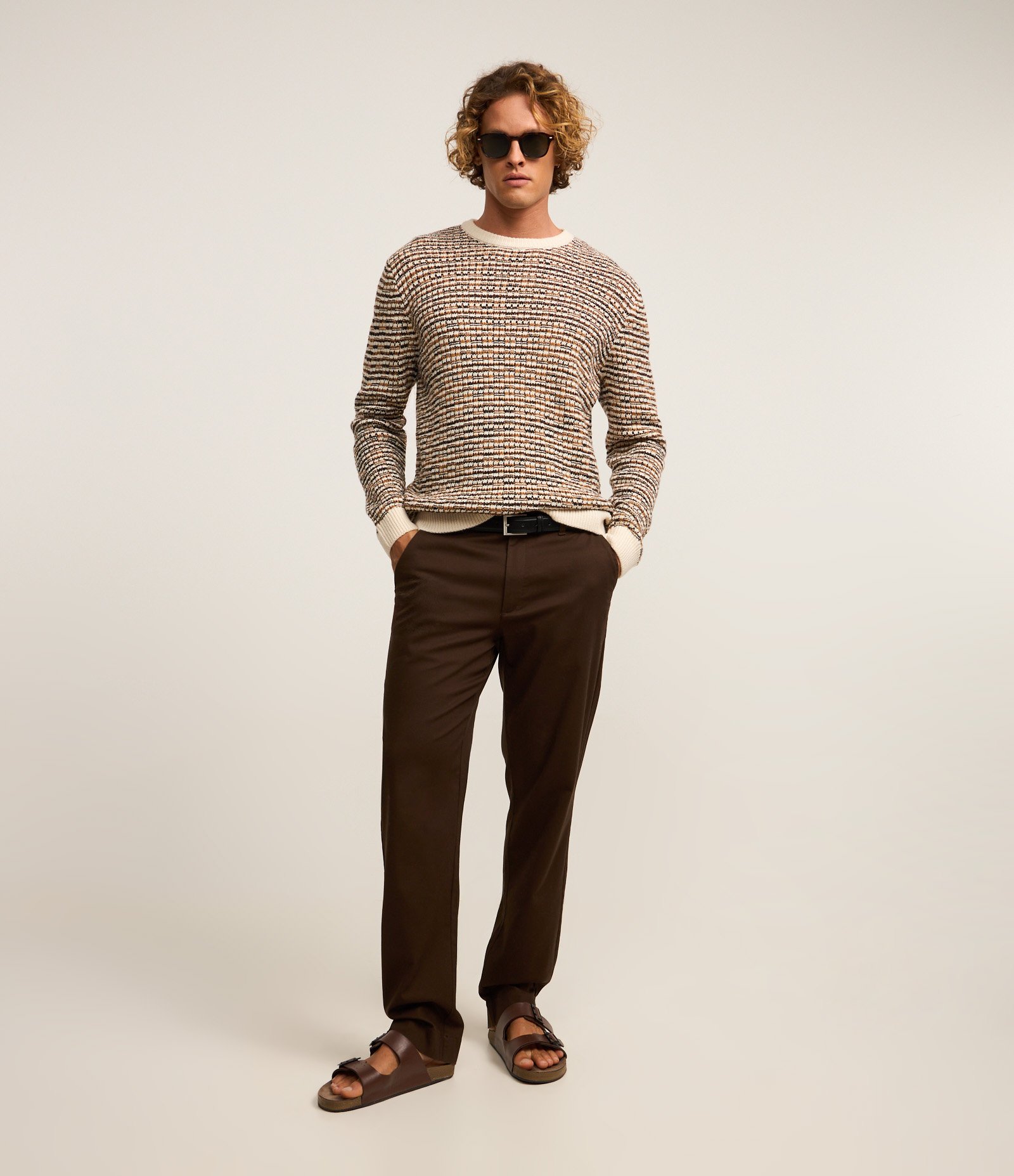 Suéter com Textura em Ponto Aberto Marrom 5