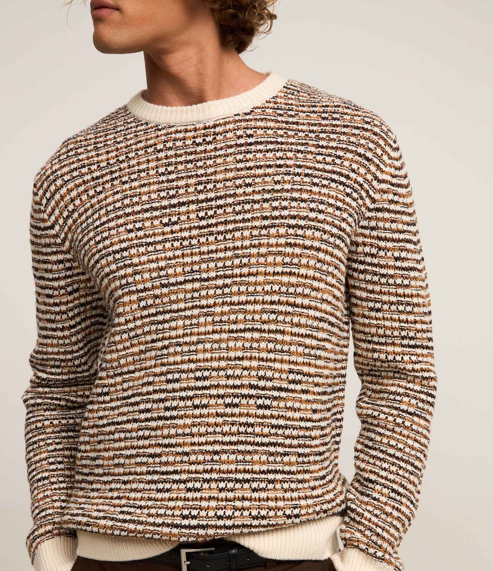 Suéter com Textura em Ponto Aberto Marrom 6