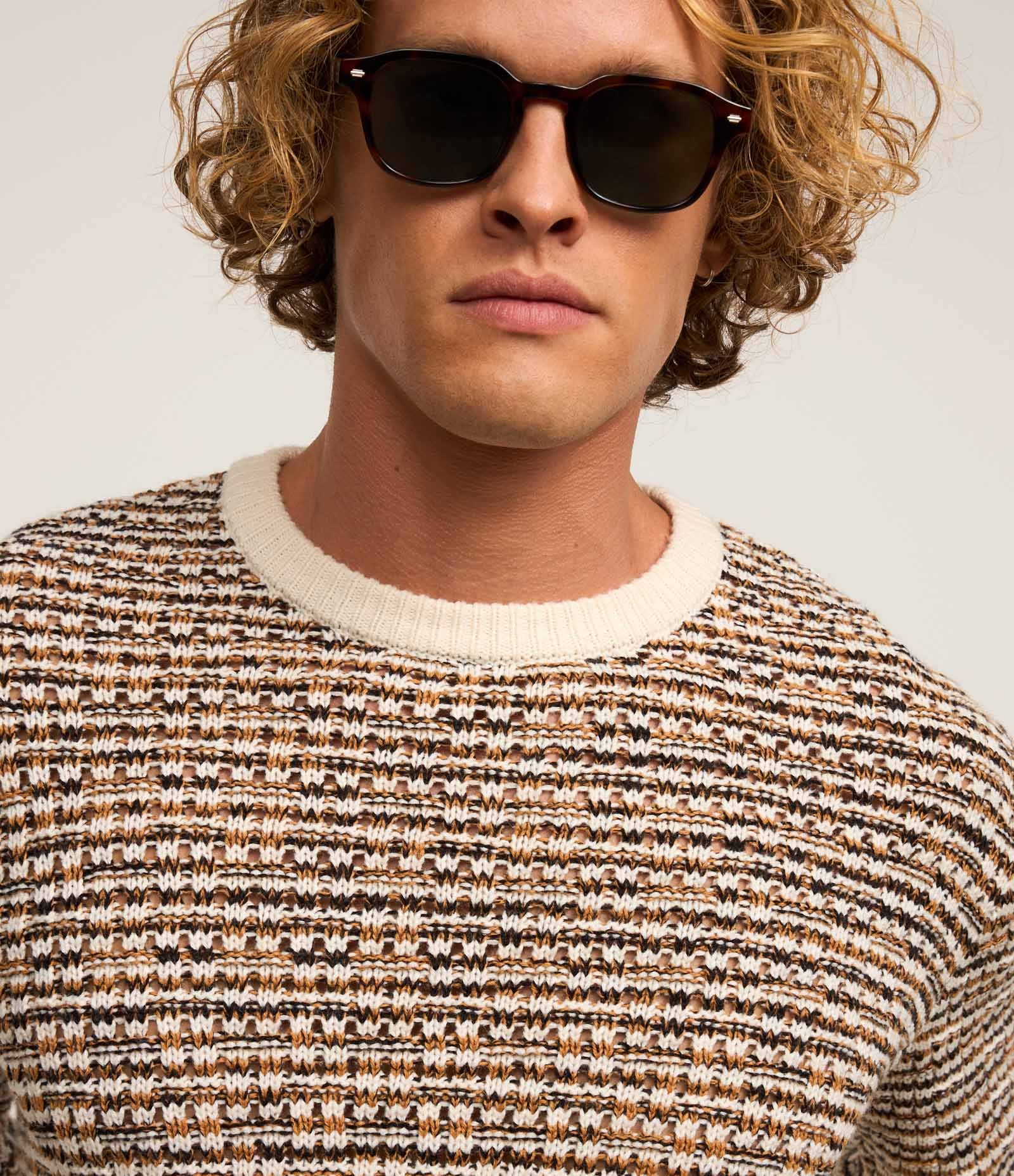 Suéter com Textura em Ponto Aberto Marrom 7