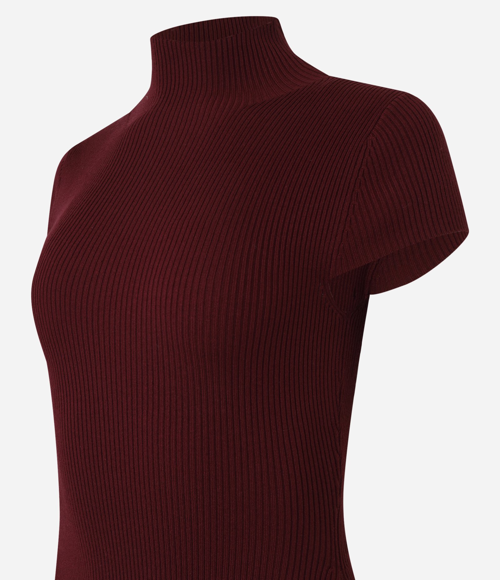 Vestido Curto em Tricô com Golinha Bordô 5