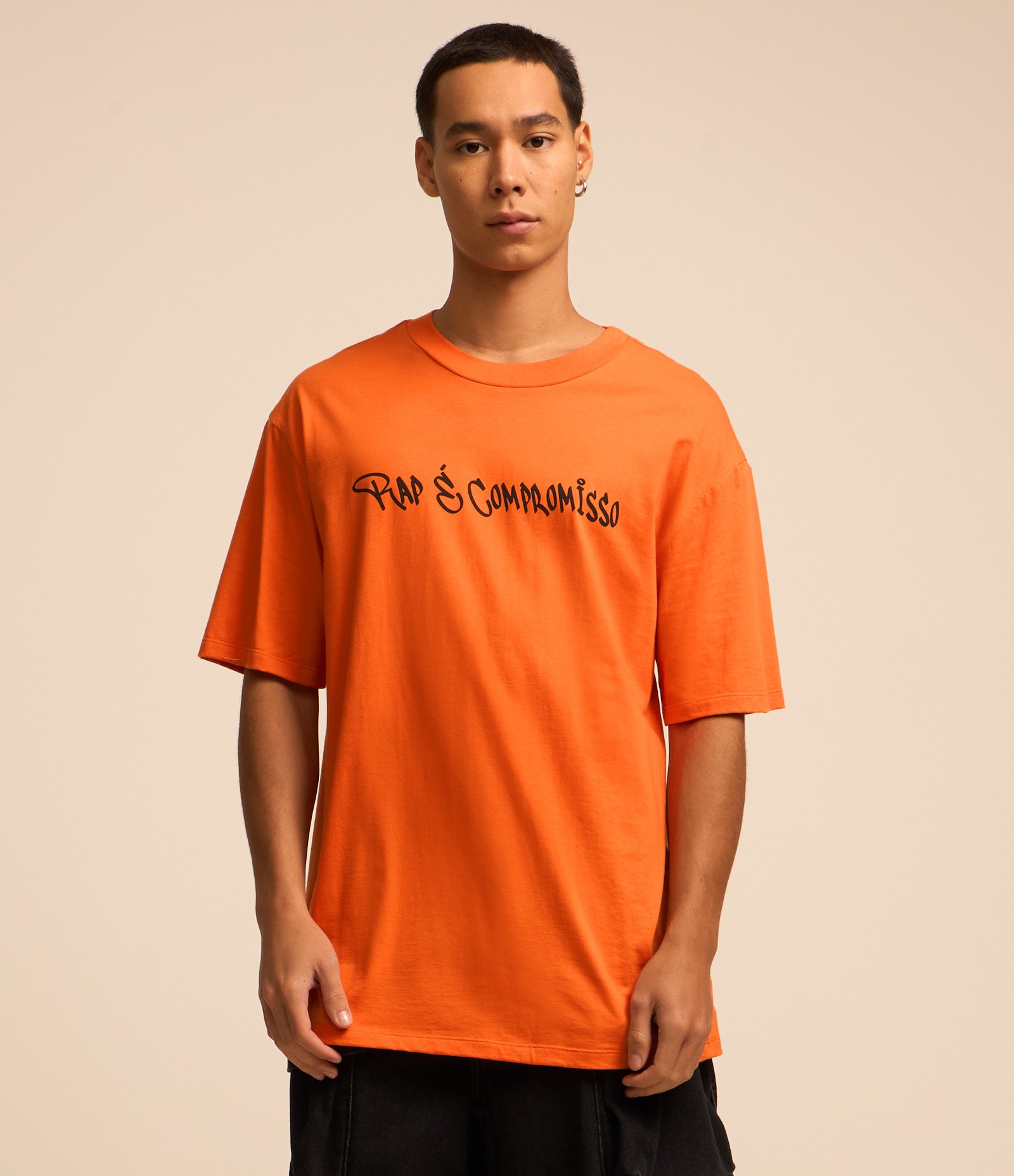 Camiseta Relaxed em Algodão com Estampa Sabotage Laranja 3