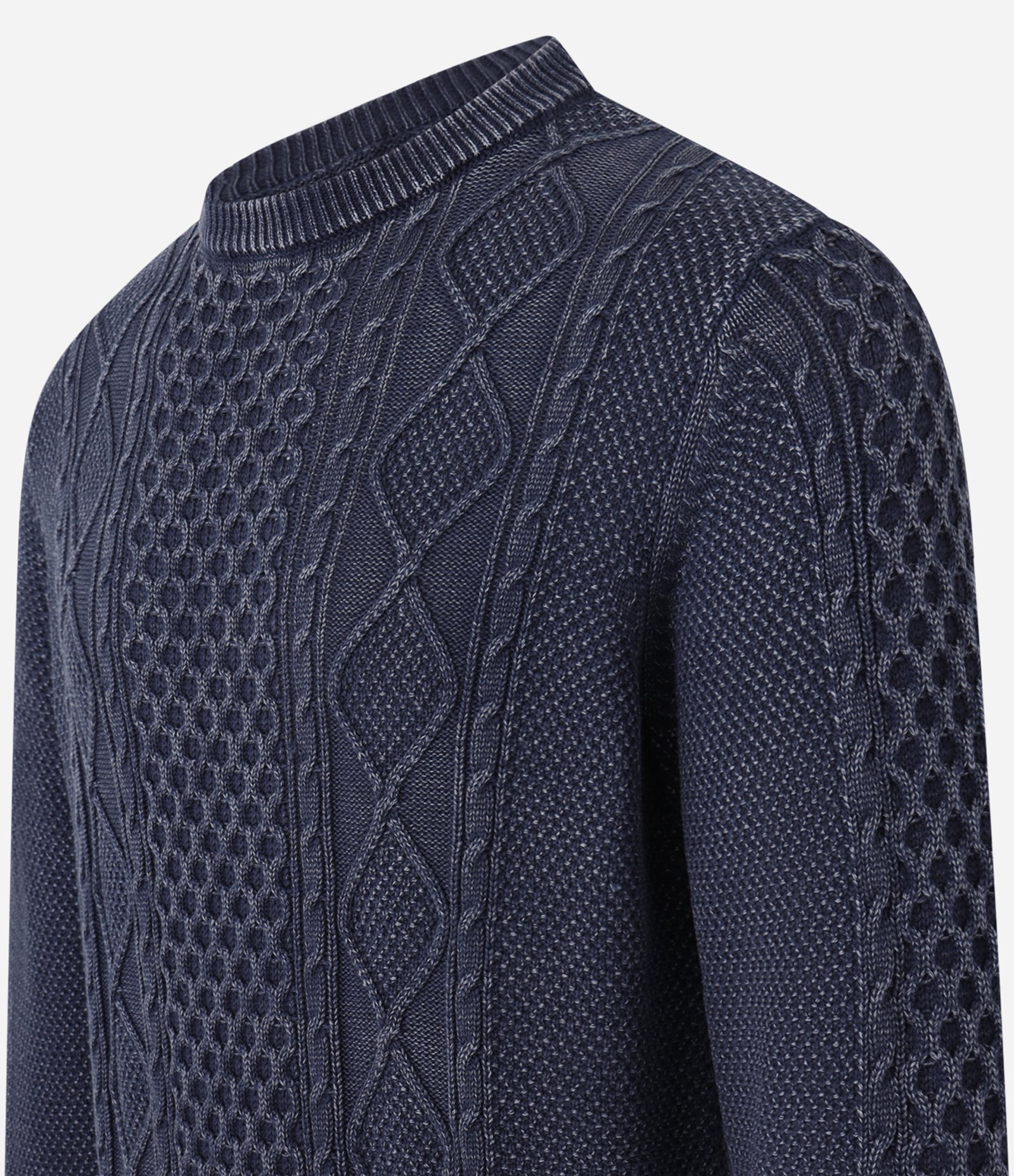 Suéter em Algodão com Textura Variada Azul 6