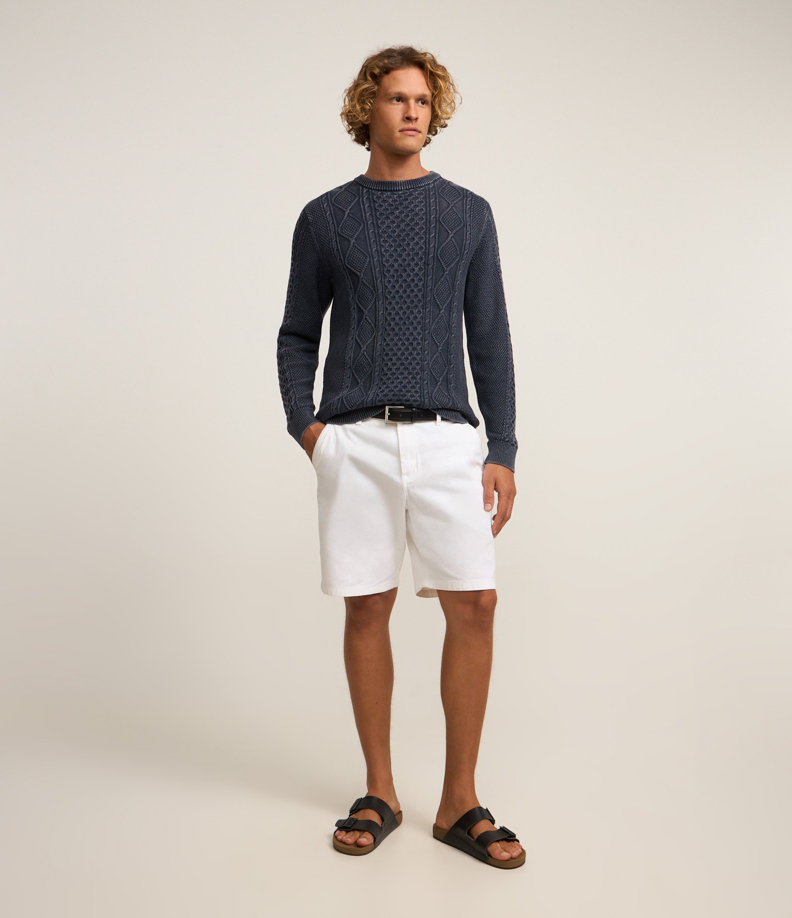 Suéter em Algodão com Textura Variada Azul 2