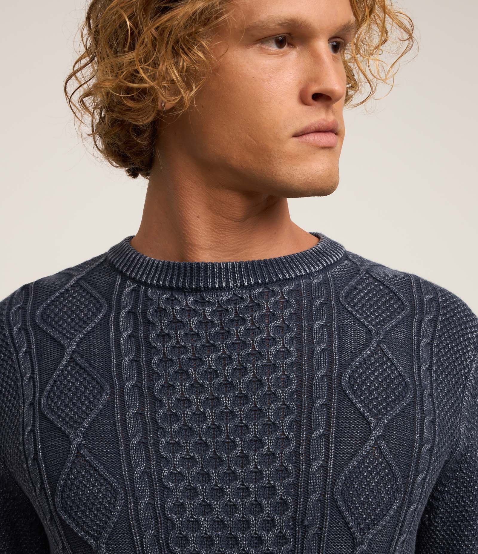 Suéter em Algodão com Textura Variada Azul 4