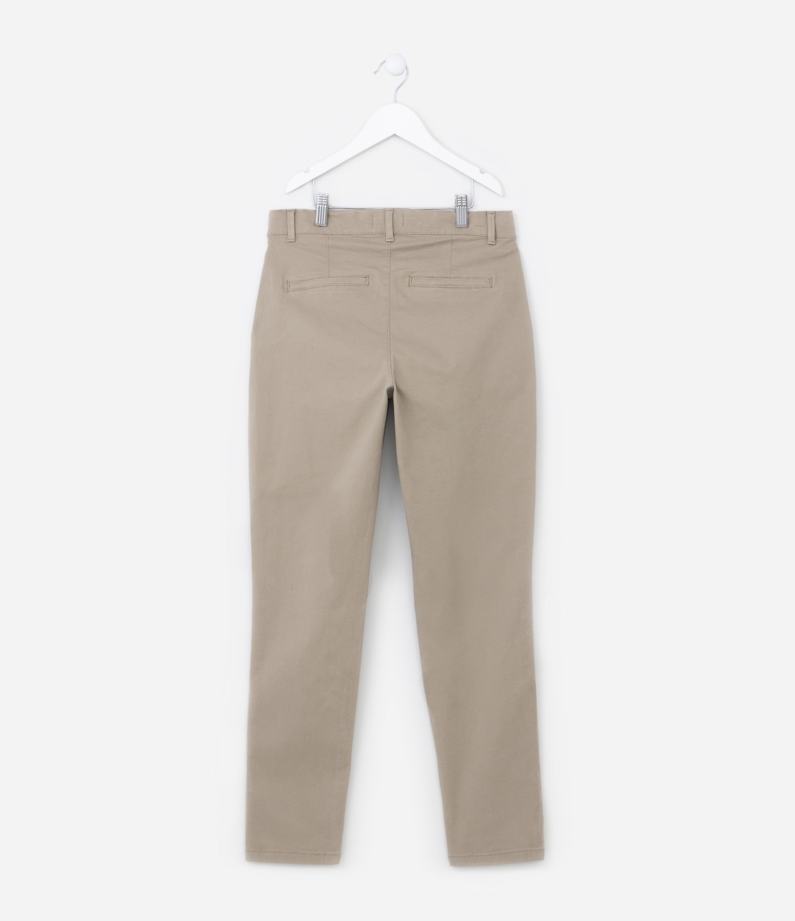 Calça Slim Infantil com Bolsos - Tam 5 a 14 anos Bege Médio 3