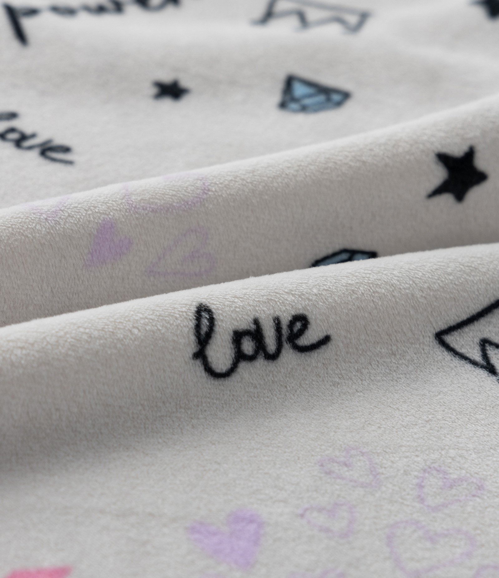 Pijama Infantil Longo em Plush com Estrela de Strass - Tam 5 ao 14 anos Preto/Cinza 4