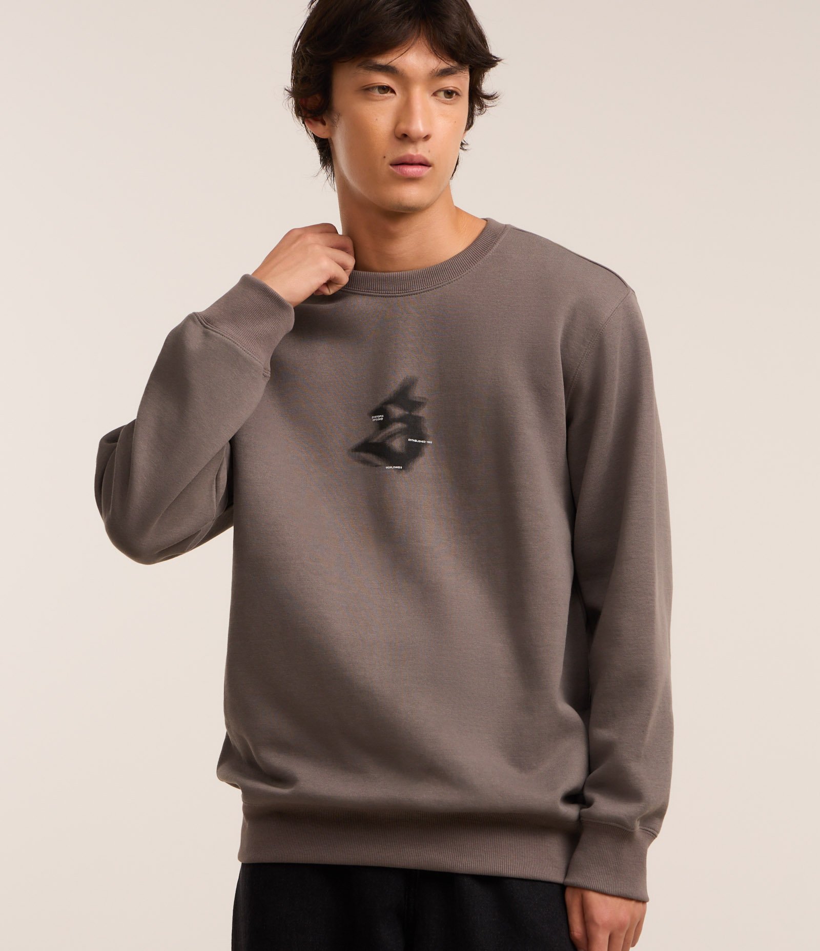 Casaco Fechado em Fleece com Estampa Frente e Costas Butterfly Collapse Cinza 1