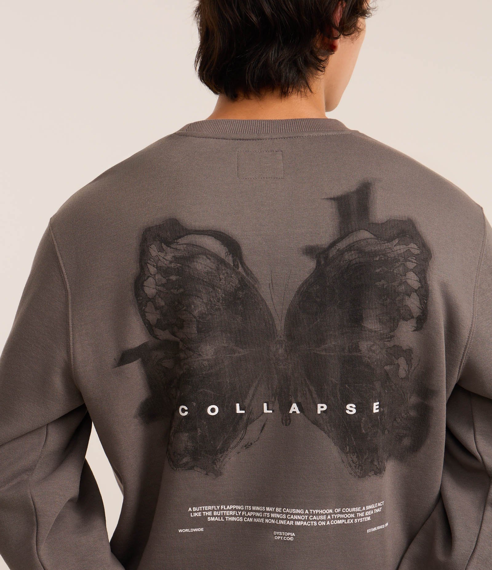 Casaco Fechado em Fleece com Estampa Frente e Costas Butterfly Collapse Cinza 3