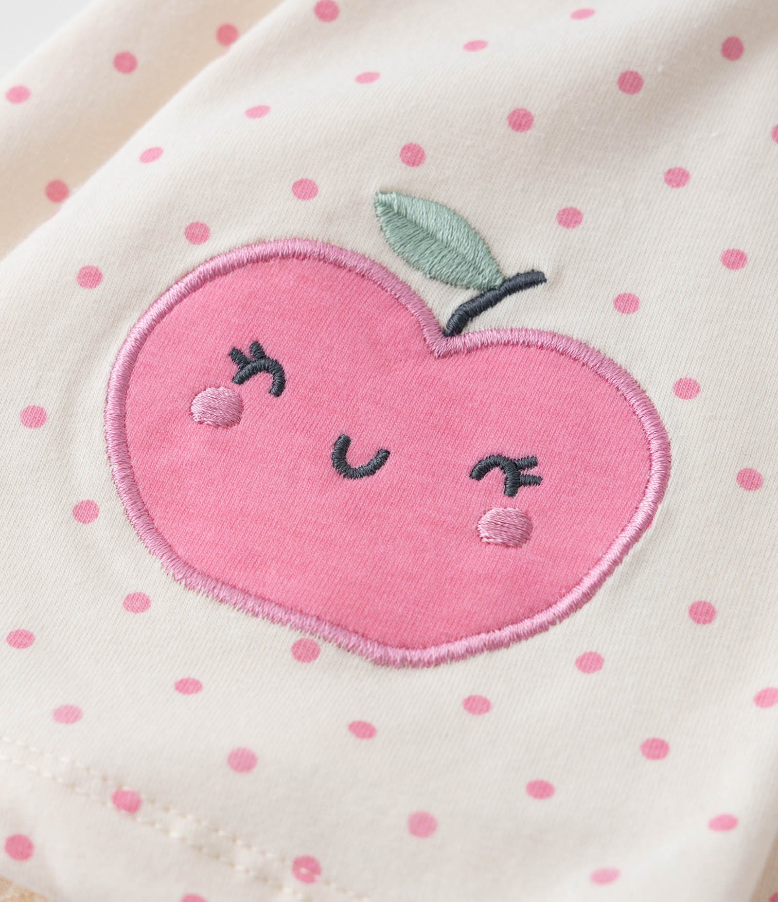 Vestido Body Infantil com Bordado Maçãzinha - Tam 0 a 18 meses Bege 10