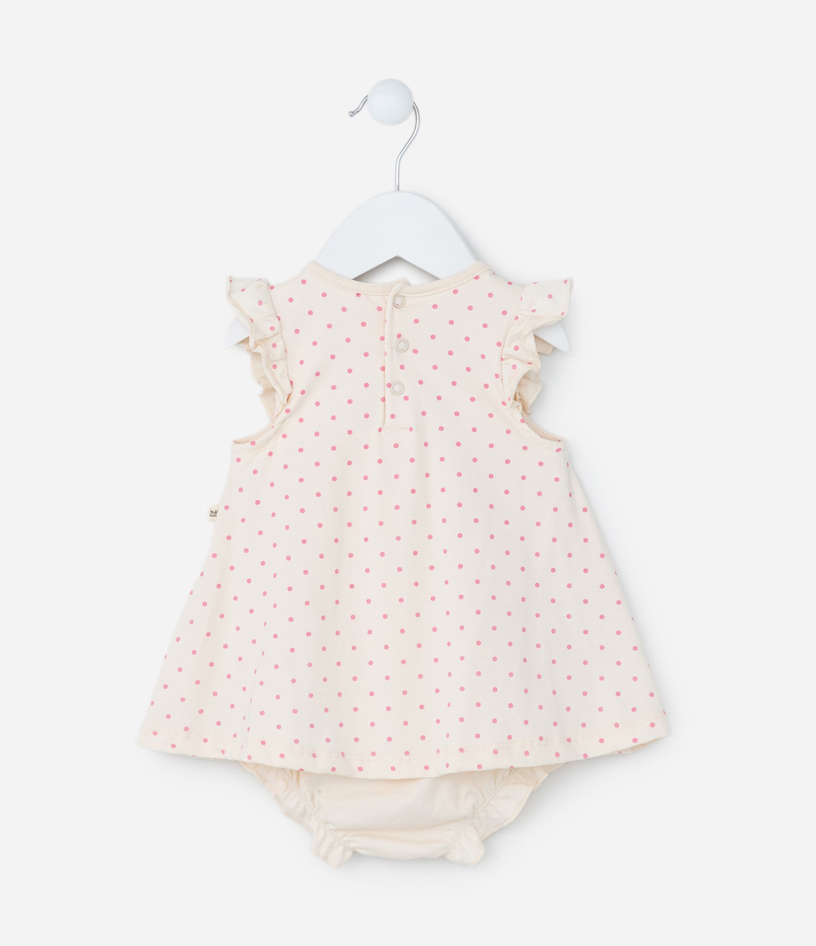 Vestido Body Infantil com Bordado Maçãzinha - Tam 0 a 18 meses Bege 4