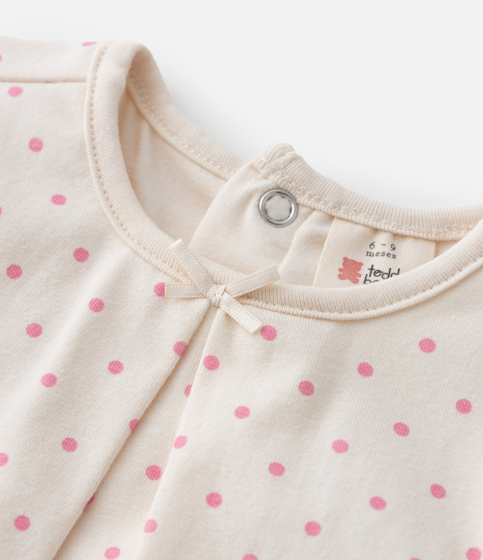 Vestido Body Infantil com Bordado Maçãzinha - Tam 0 a 18 meses Bege 7