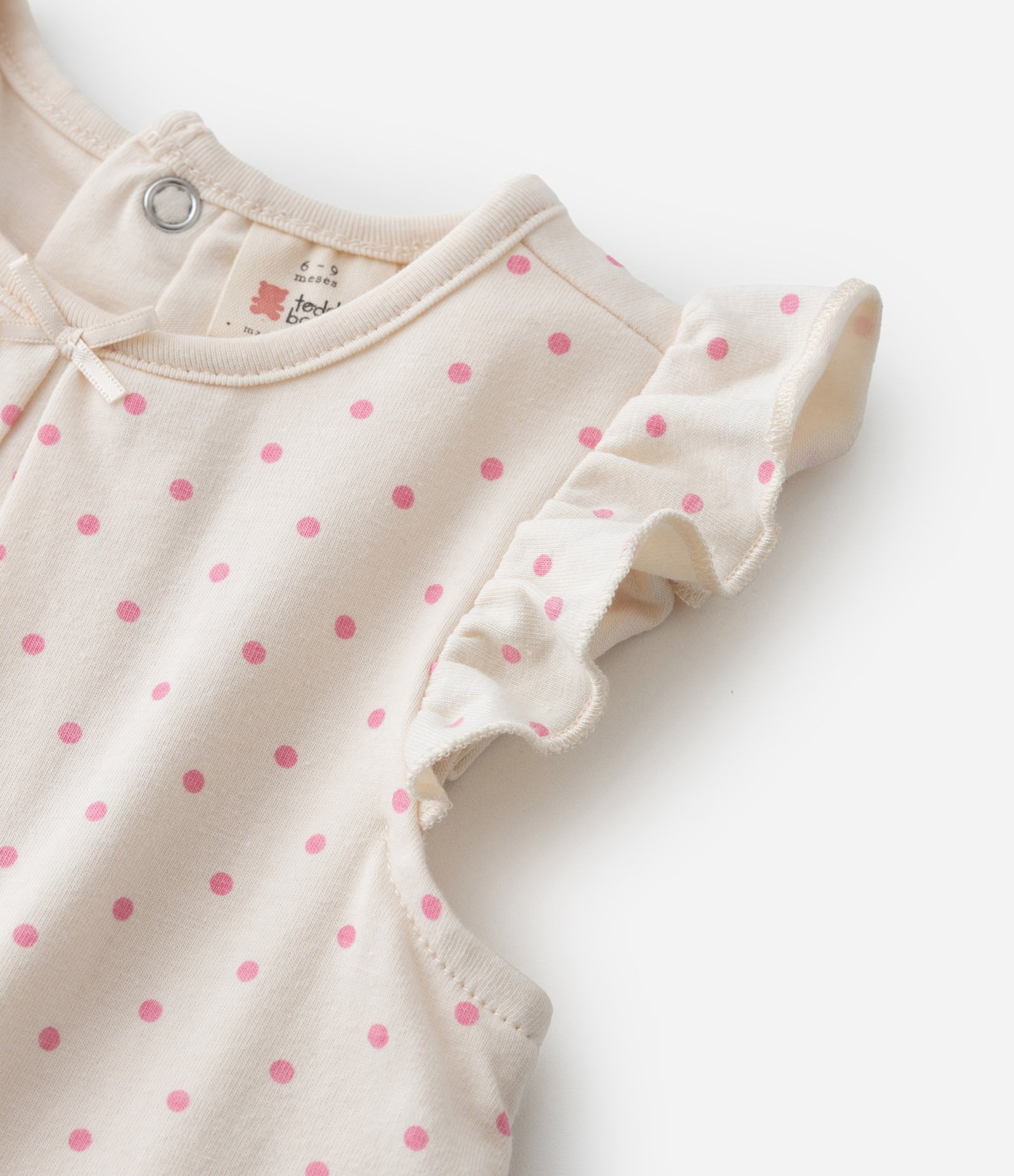 Vestido Body Infantil com Bordado Maçãzinha - Tam 0 a 18 meses Bege 8