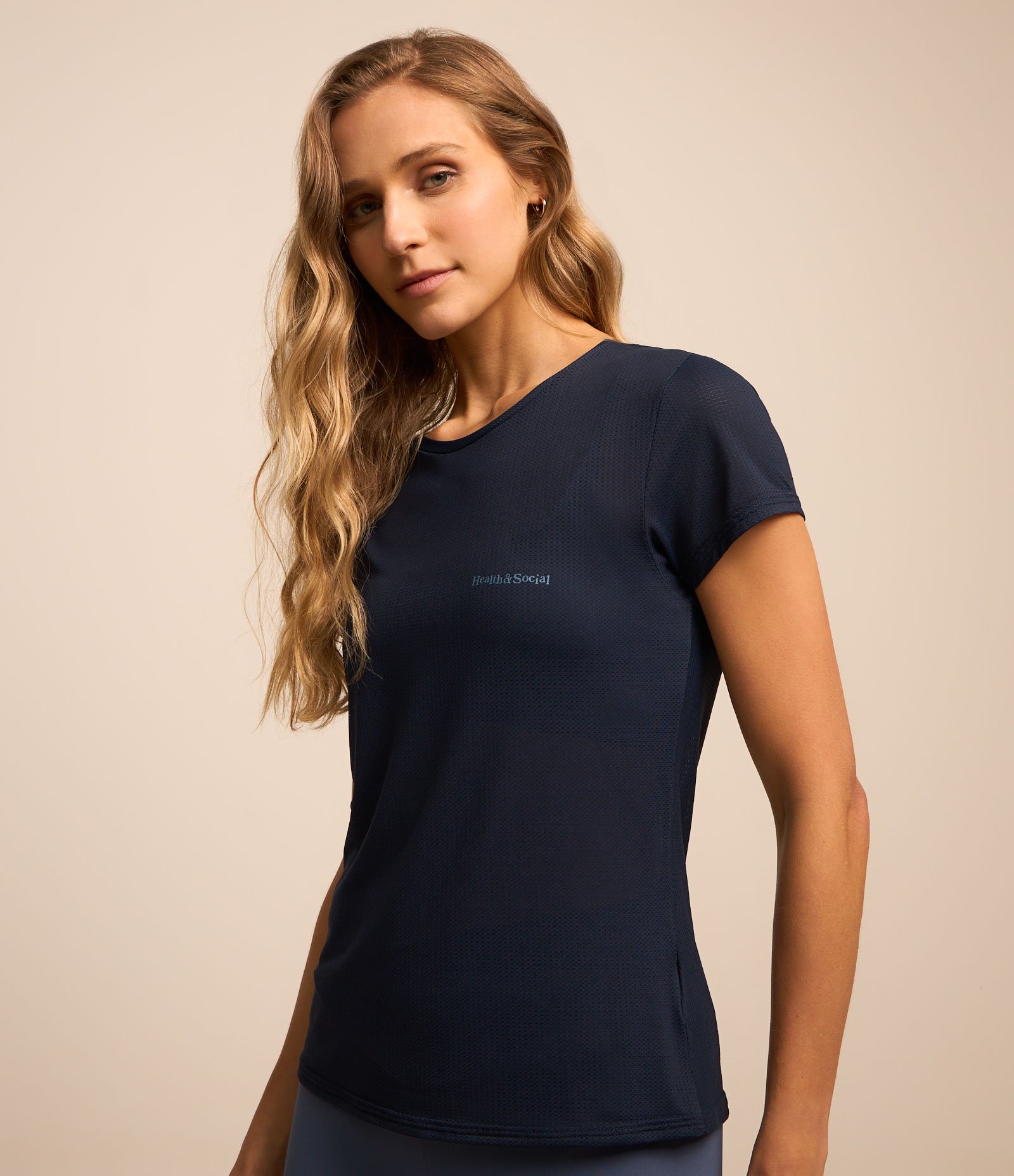 Camiseta Esportiva Alongada com Estampa Health&Social Azul 2