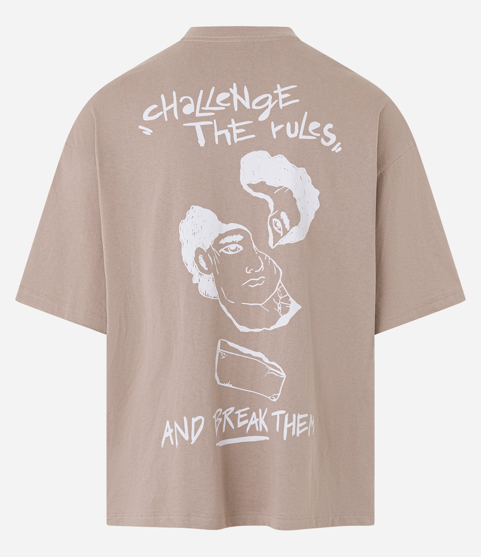 Camiseta Overboxy em Algodão com Estampa de Estátua Marrom Claro 6