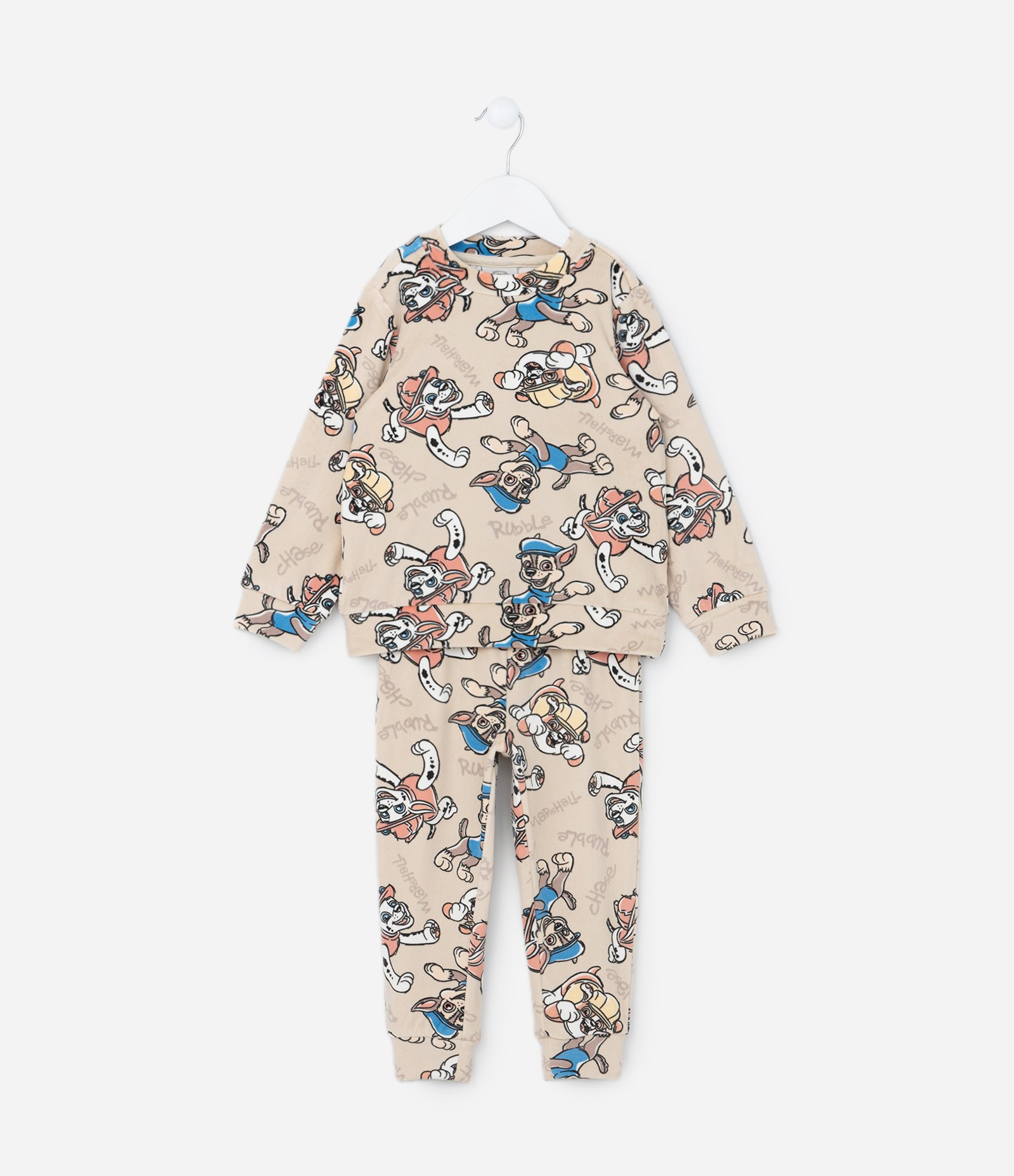 Pijama Longo Infantil em Plush com Estampa Paw Patrol - Tam 1 a 4 anos Bege 1
