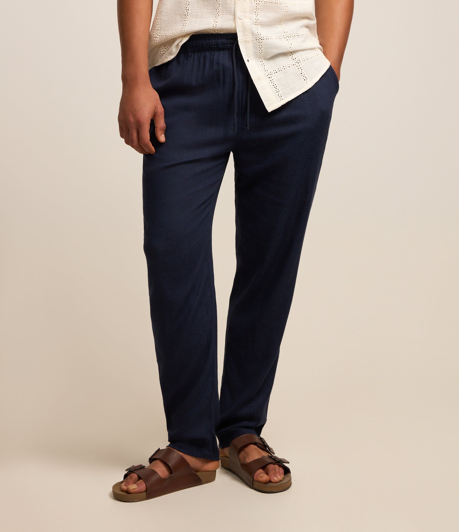 Calça em Viscose com Textura e Cós Elástico Azul 3