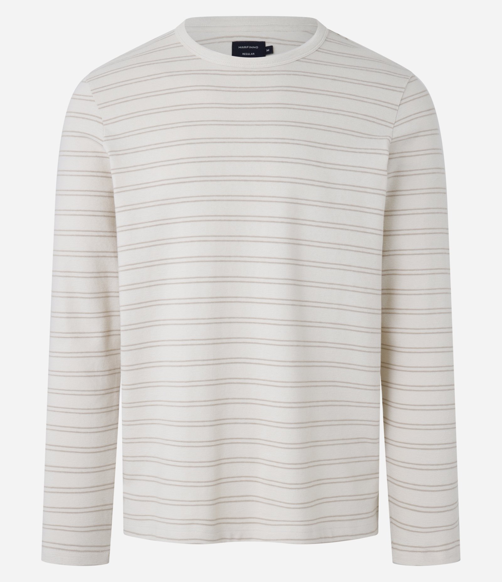 Camiseta Regular em Algodão com Listras Horizontais Bege 1