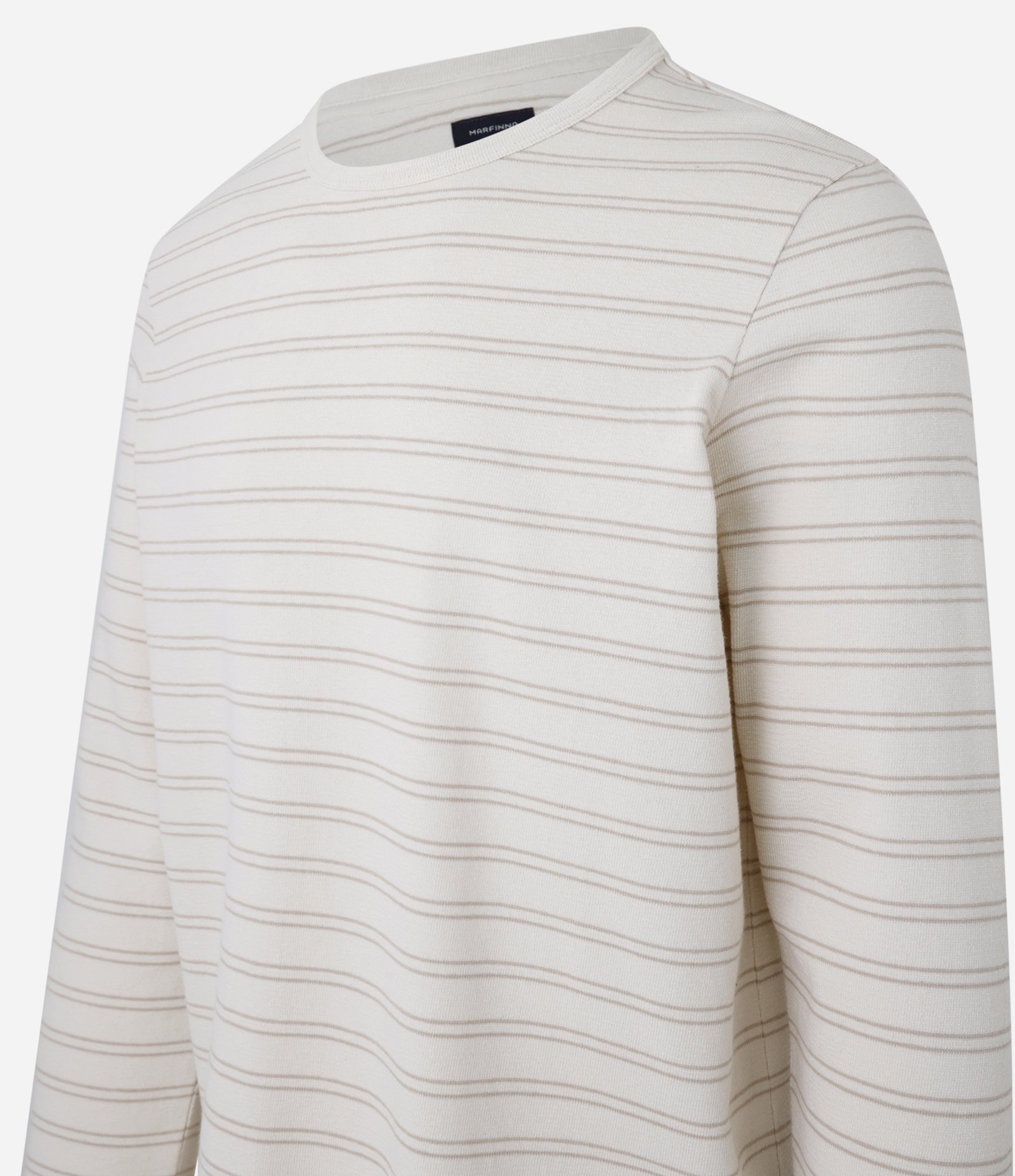 Camiseta Regular em Algodão com Listras Horizontais Bege 2