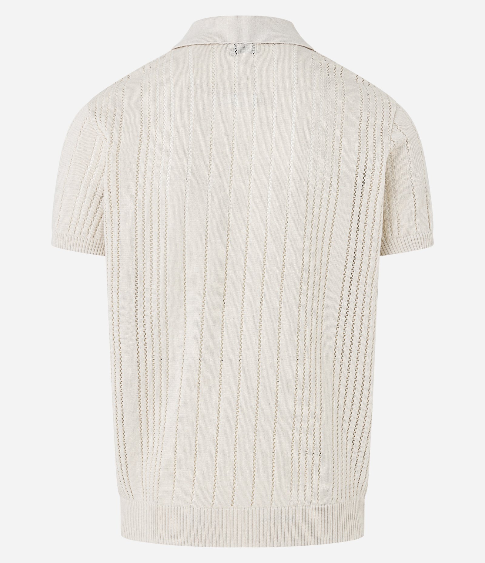 Camisa Polo em Tricô com Textura e Mangas Curtas Branco 7