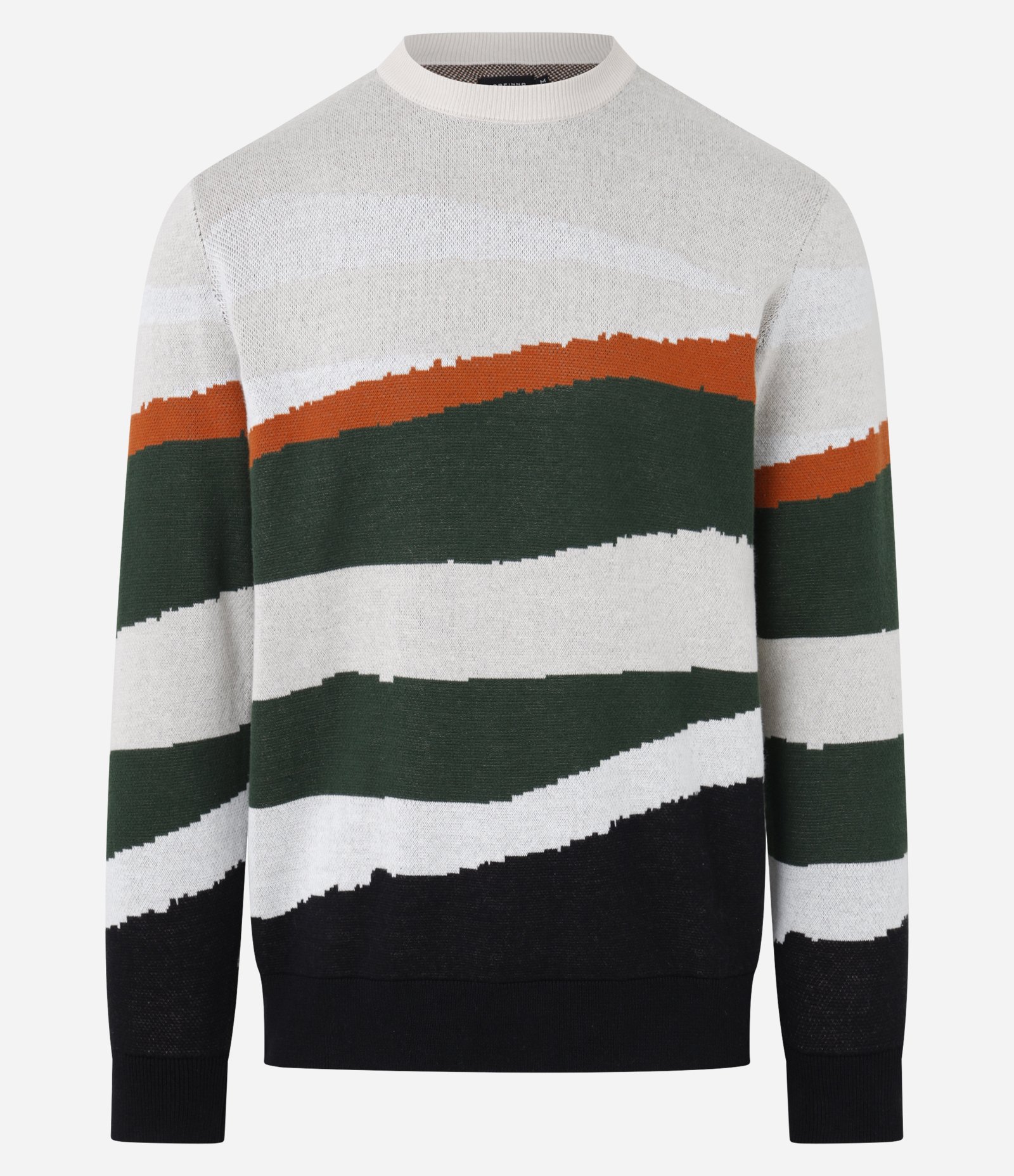 Suéter em Algodão com Bloco de Cores Branco/Laranja/Verde 4