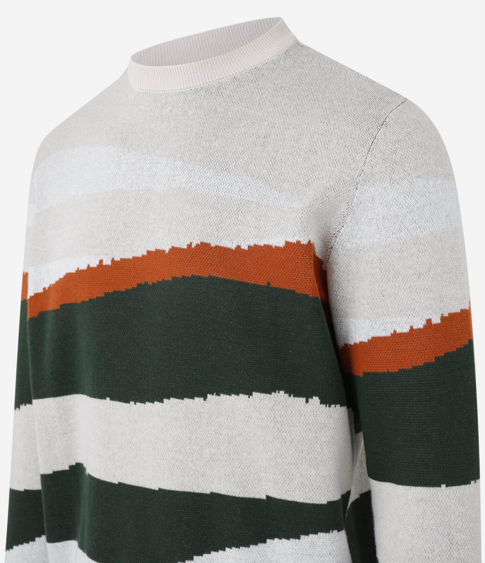 Suéter em Algodão com Bloco de Cores Branco/Laranja/Verde 5