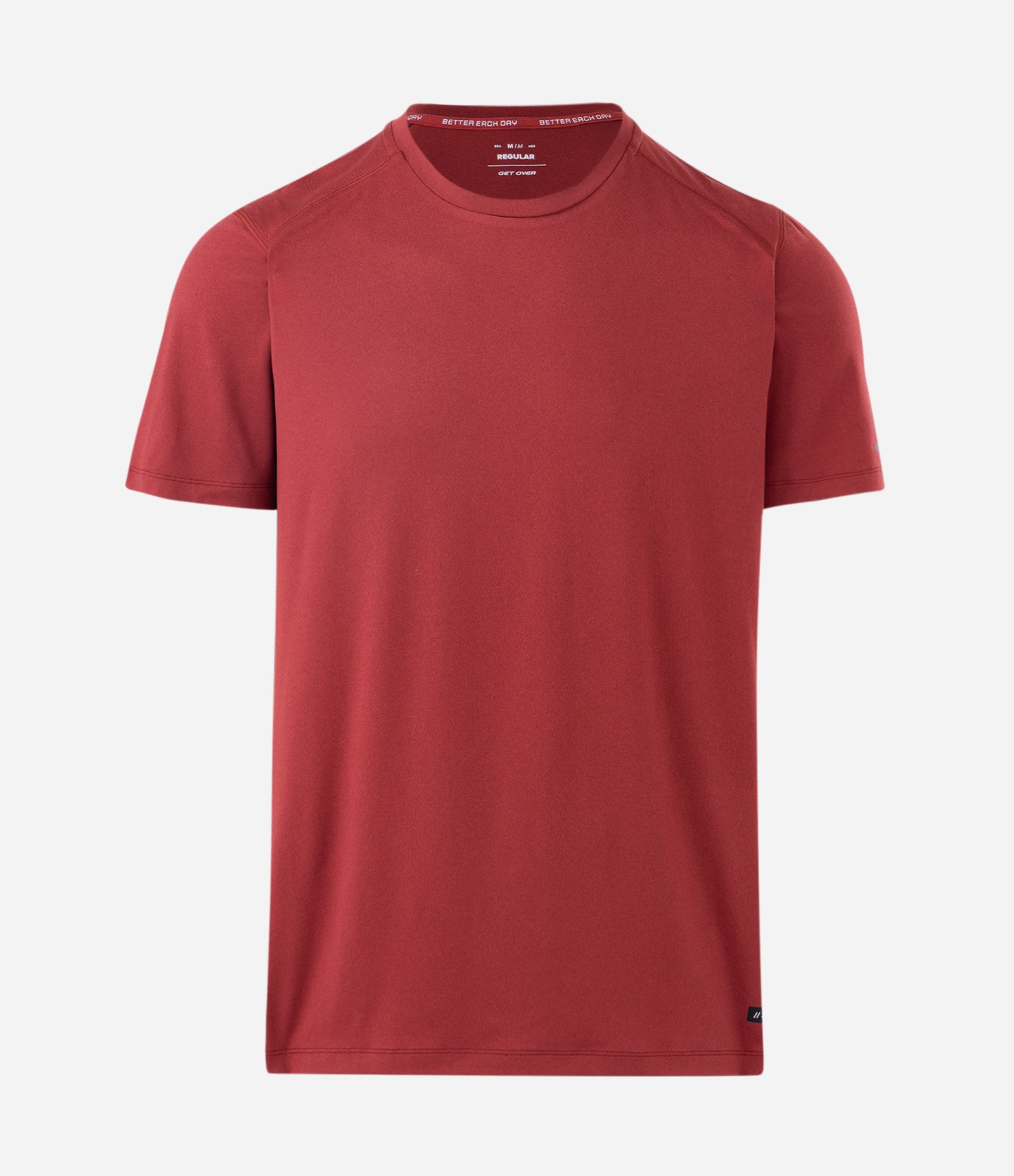 Camiseta Regular Esportiva em Tecnologia Dry com Etiqueta na Barra Vermelho Bordô 6