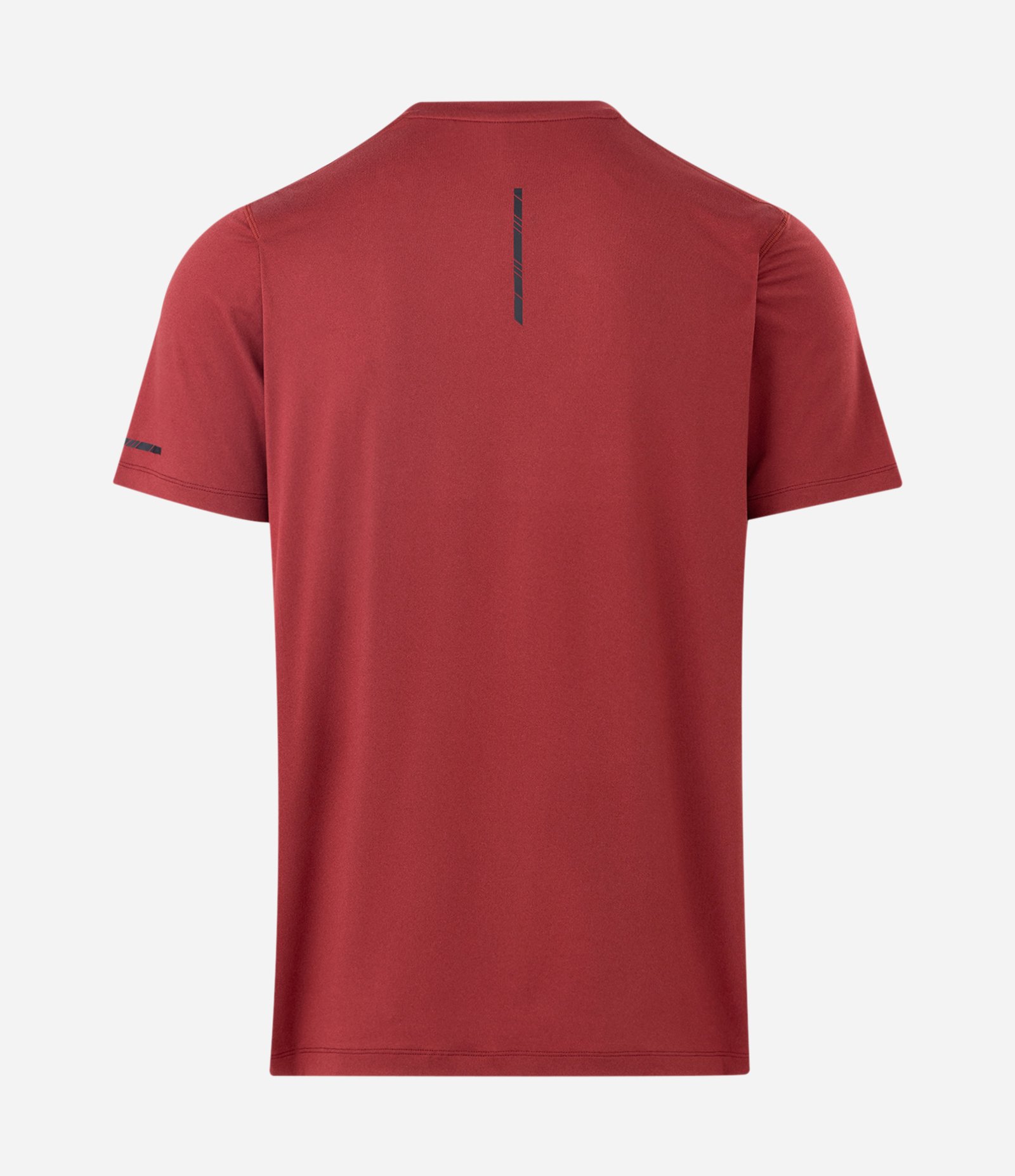 Camiseta Regular Esportiva em Tecnologia Dry com Etiqueta na Barra Vermelho Bordô 7
