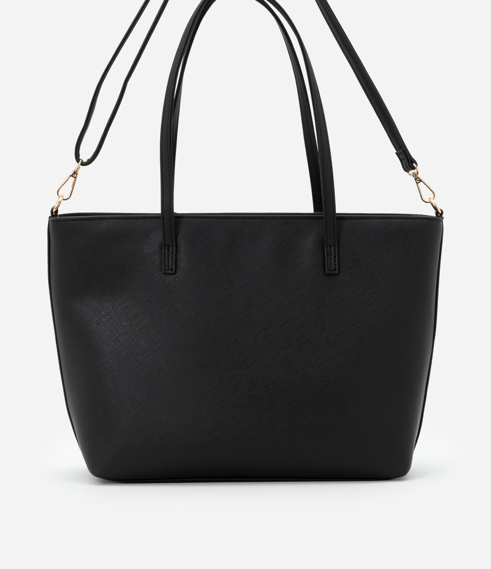 Bolsa Shopper Grande em PU Textura Safiano com Alça Longa Preto 3