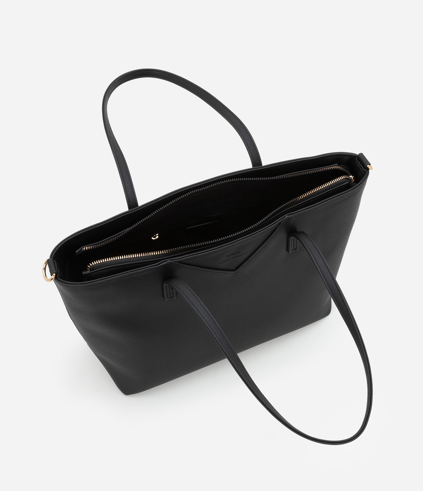 Bolsa Shopper Grande em PU Textura Safiano com Alça Longa Preto 4