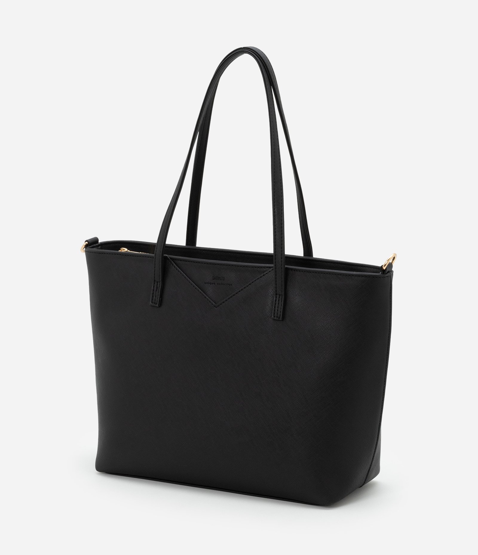 Bolsa Shopper Grande em PU Textura Safiano com Alça Longa Preto 6