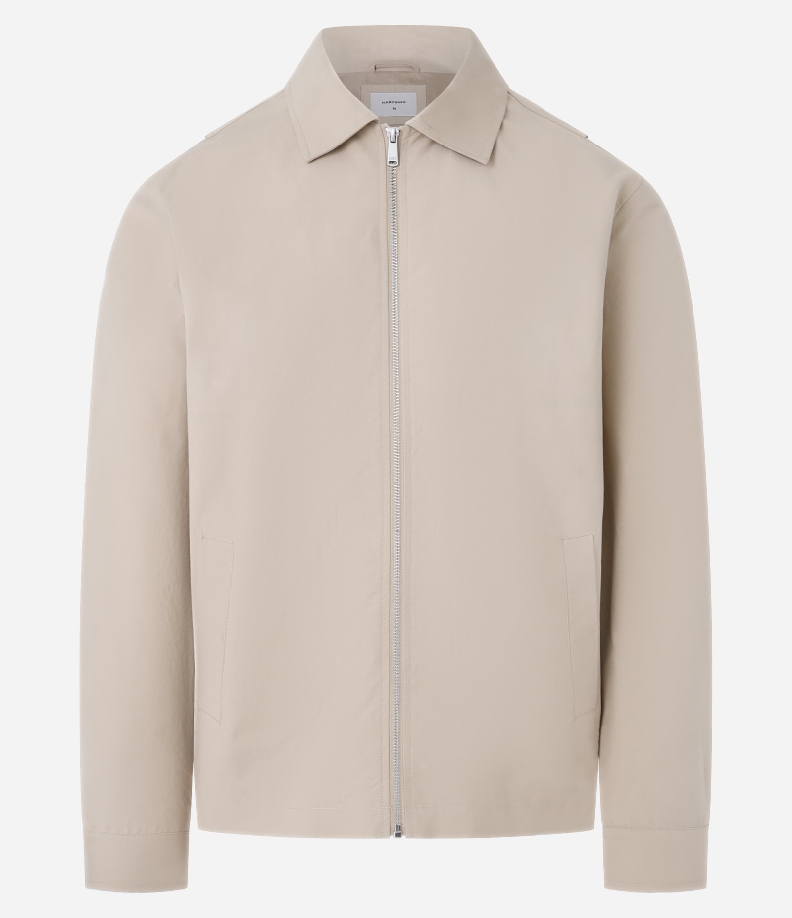 Jaqueta em Sarja Gola Colarinho com Detalhe Franzido na Barra Bege 1