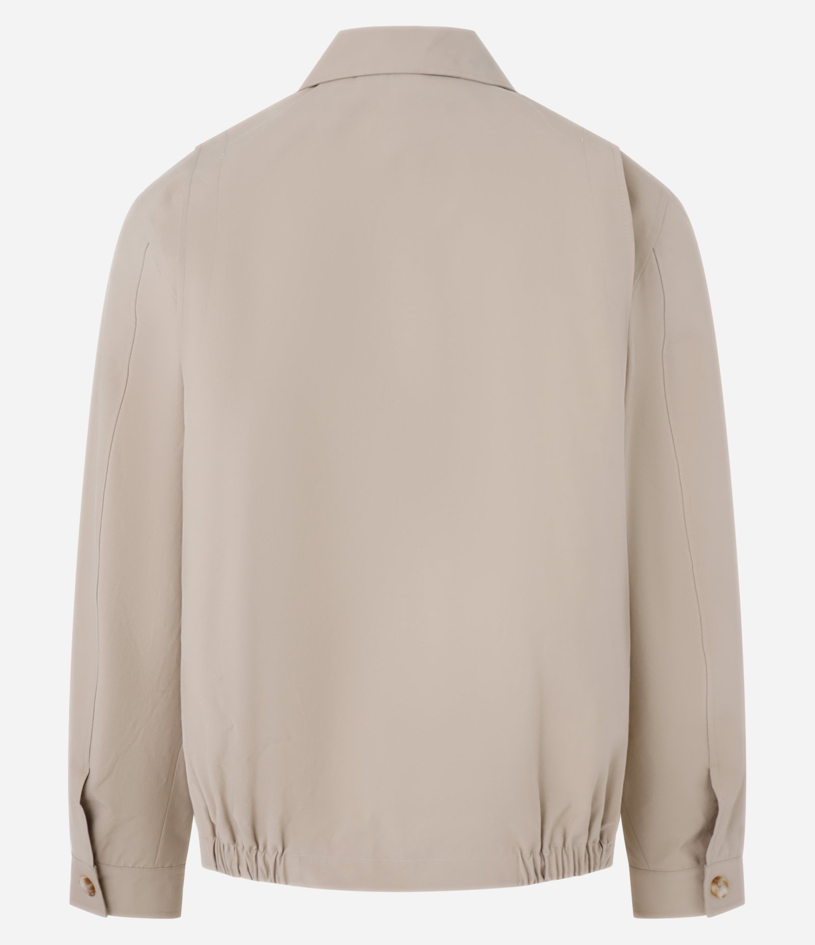 Jaqueta em Sarja Gola Colarinho com Detalhe Franzido na Barra Bege 2