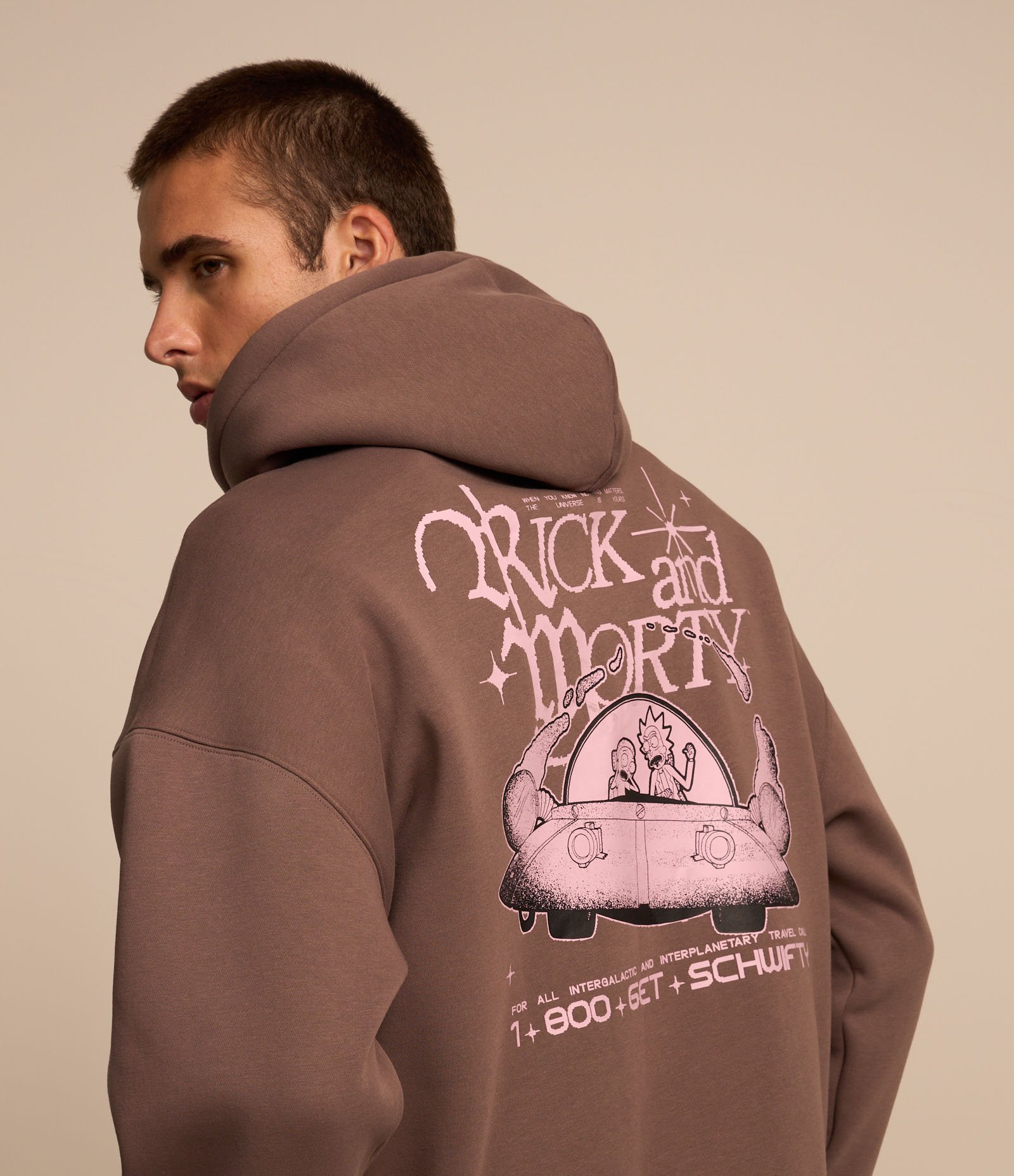 Blusão Balloon em Moletom com Estampa Rick and Morty Marrom 1