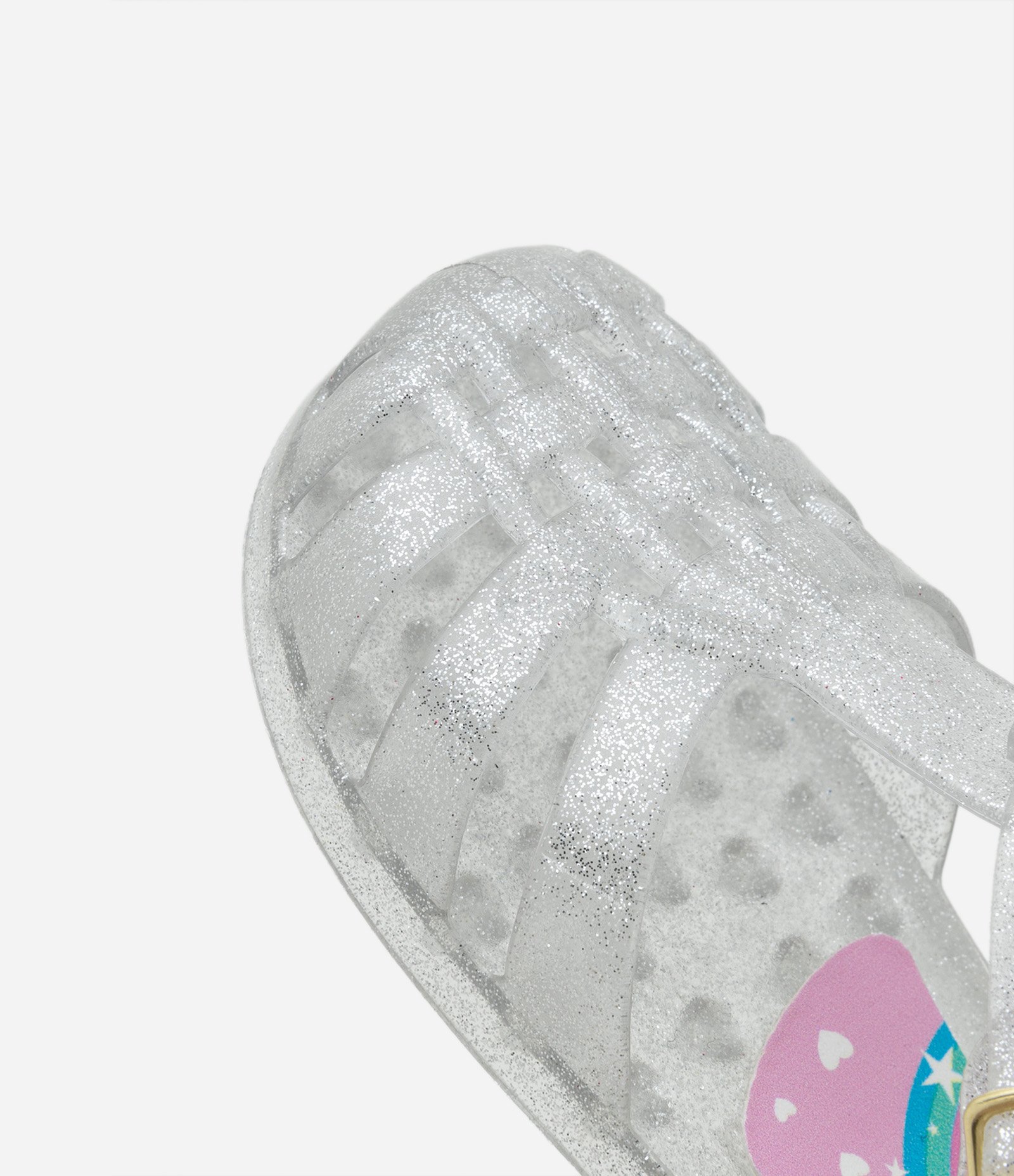 Sandália Infantil em Plástico com Glitter -Tam 19 a 26 Prata 4