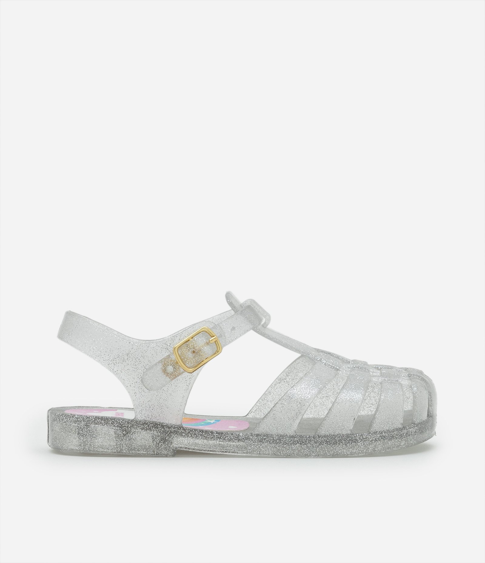 Sandália Infantil em Plástico com Glitter -Tam 19 a 26 Prata 5