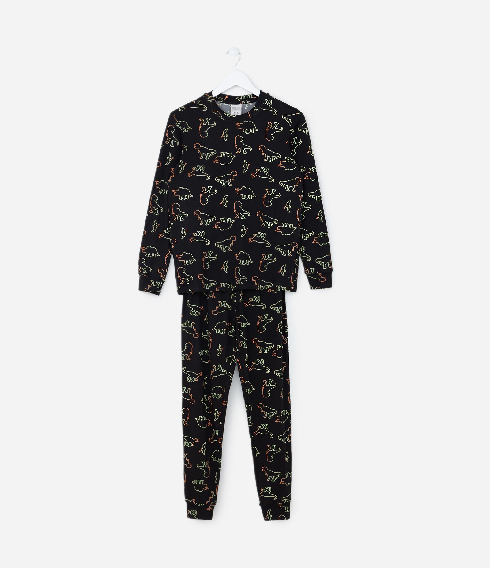 Pijama Infantil com Toque Suave e Estampa de Dinos - Tam 2 a 14 anos Preto 1
