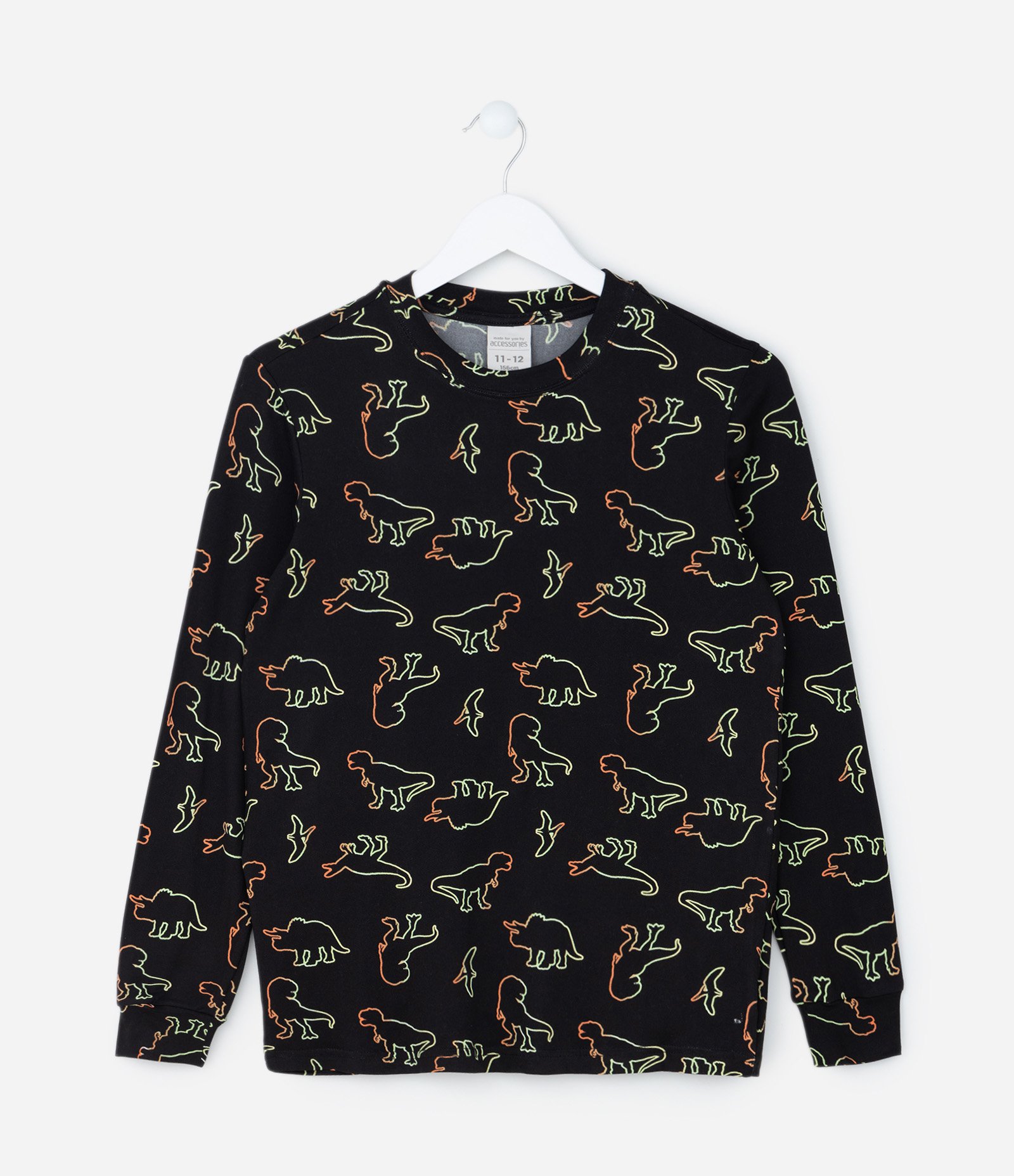 Pijama Infantil com Toque Suave e Estampa de Dinos - Tam 2 a 14 anos Preto 2