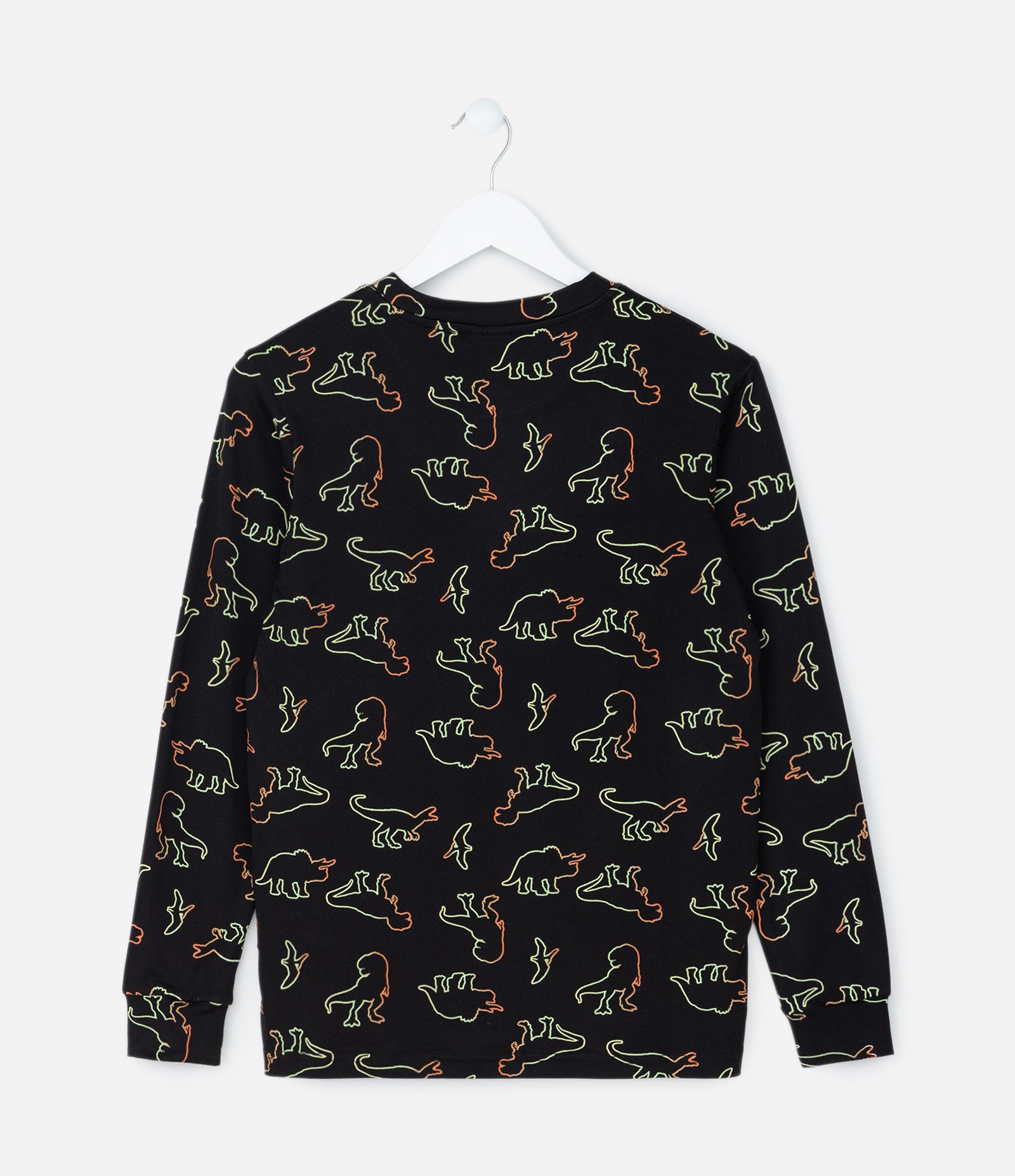 Pijama Infantil com Toque Suave e Estampa de Dinos - Tam 2 a 14 anos Preto 3