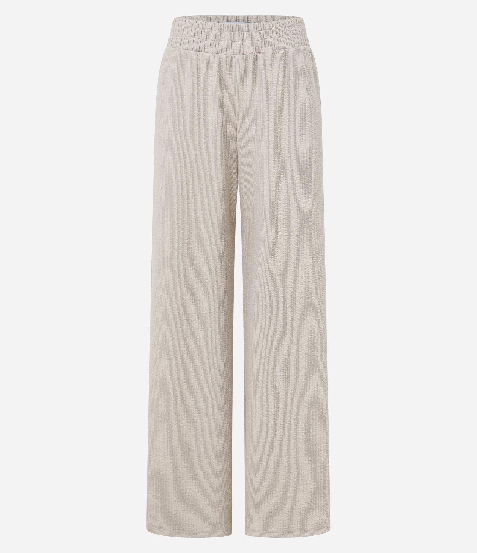 Calça Reta em Ribana Texturizada Bege 5