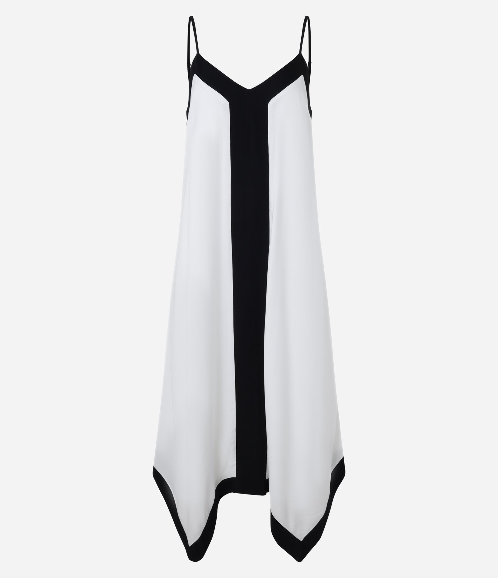 Vestido de Alcinha Midi em Viscose com Barra Assimétrica Branco/Preto 4