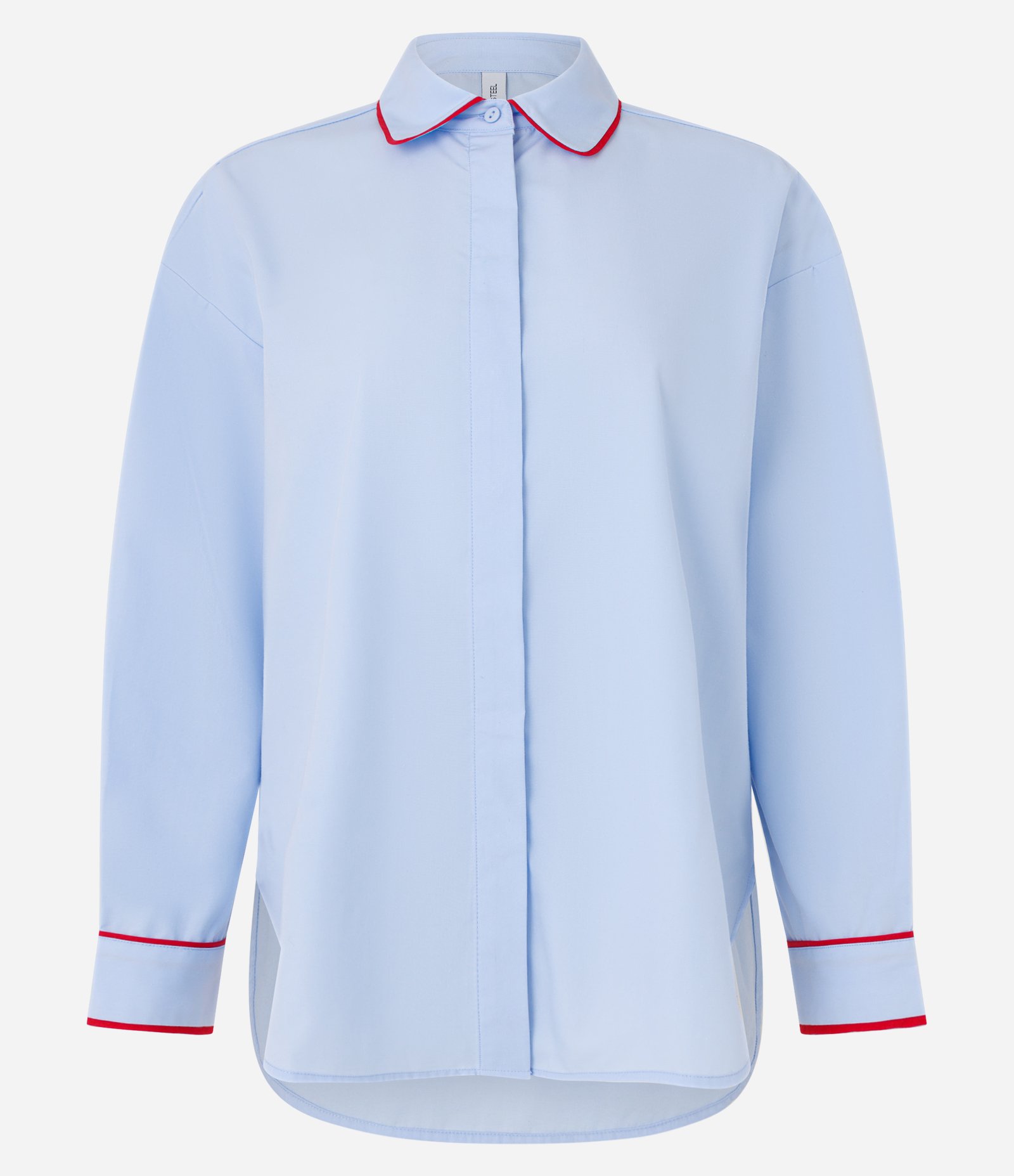 Camisa Oversized em Tricoline com Detalhe Contrastante Azul 5