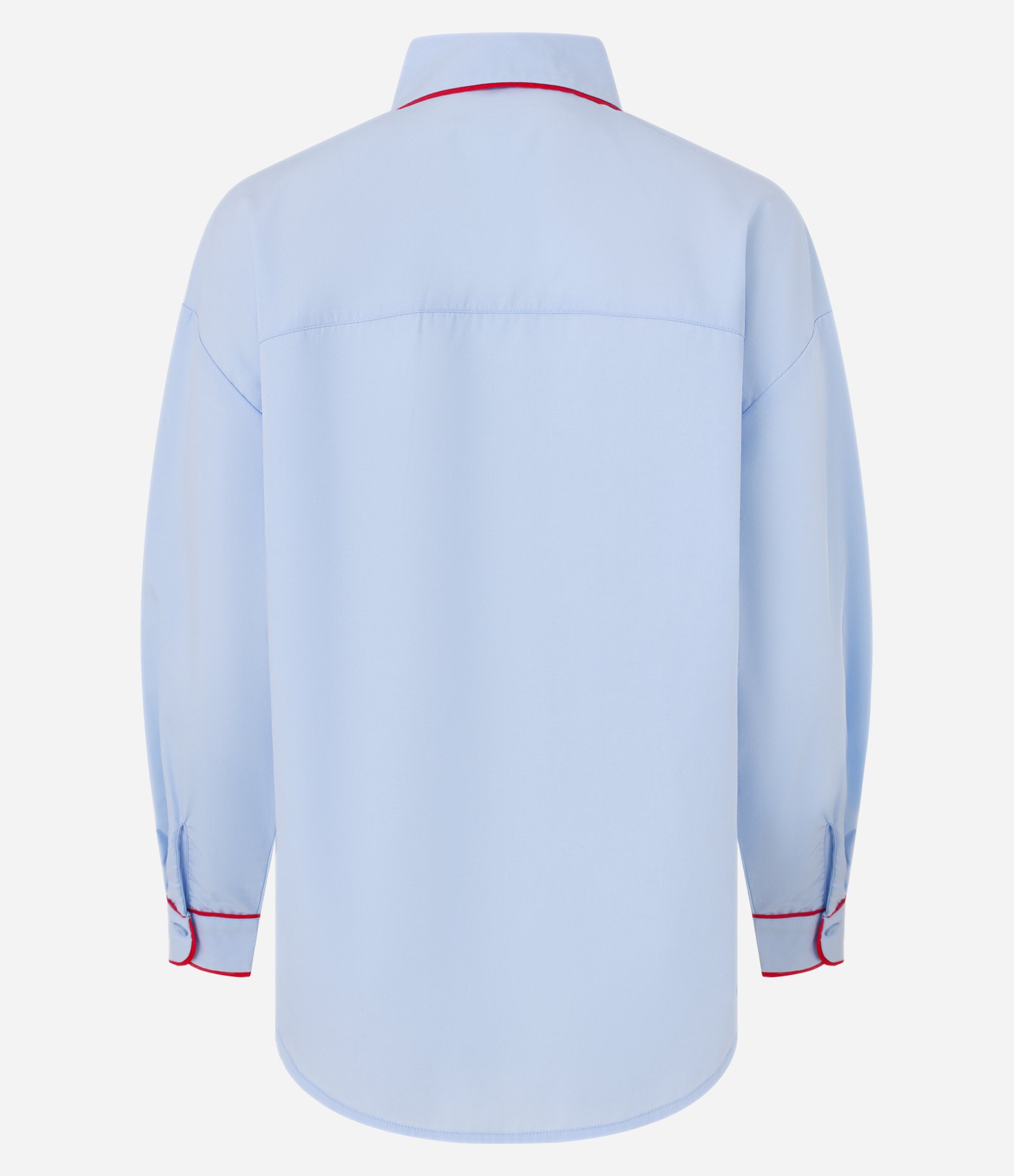 Camisa Oversized em Tricoline com Detalhe Contrastante Azul 6