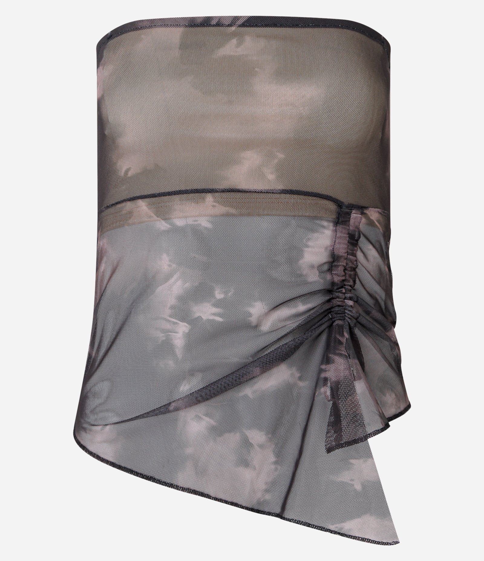 Blusa em Tule Abstrata com Barra Assimétrica Preto 5