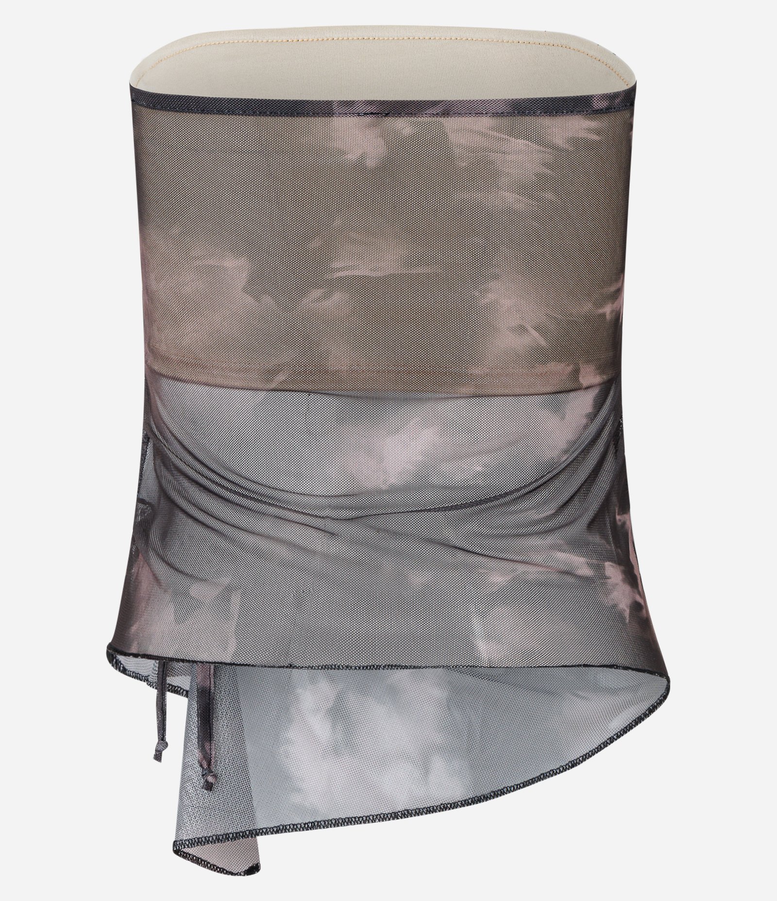 Blusa em Tule Abstrata com Barra Assimétrica Preto 7