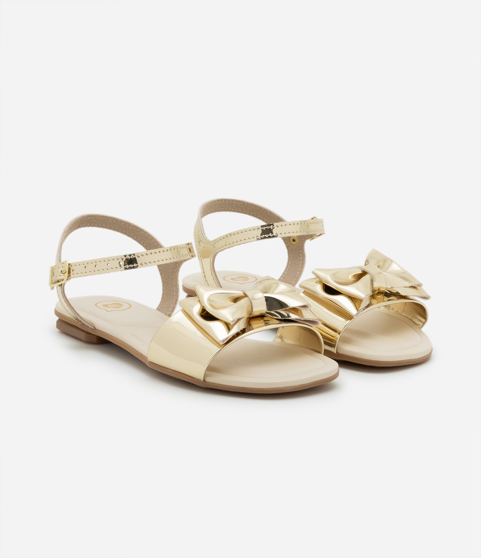 Sandália Infantil em PU com Laço Molekinha - Tam 26 ao 36 Dourado 1