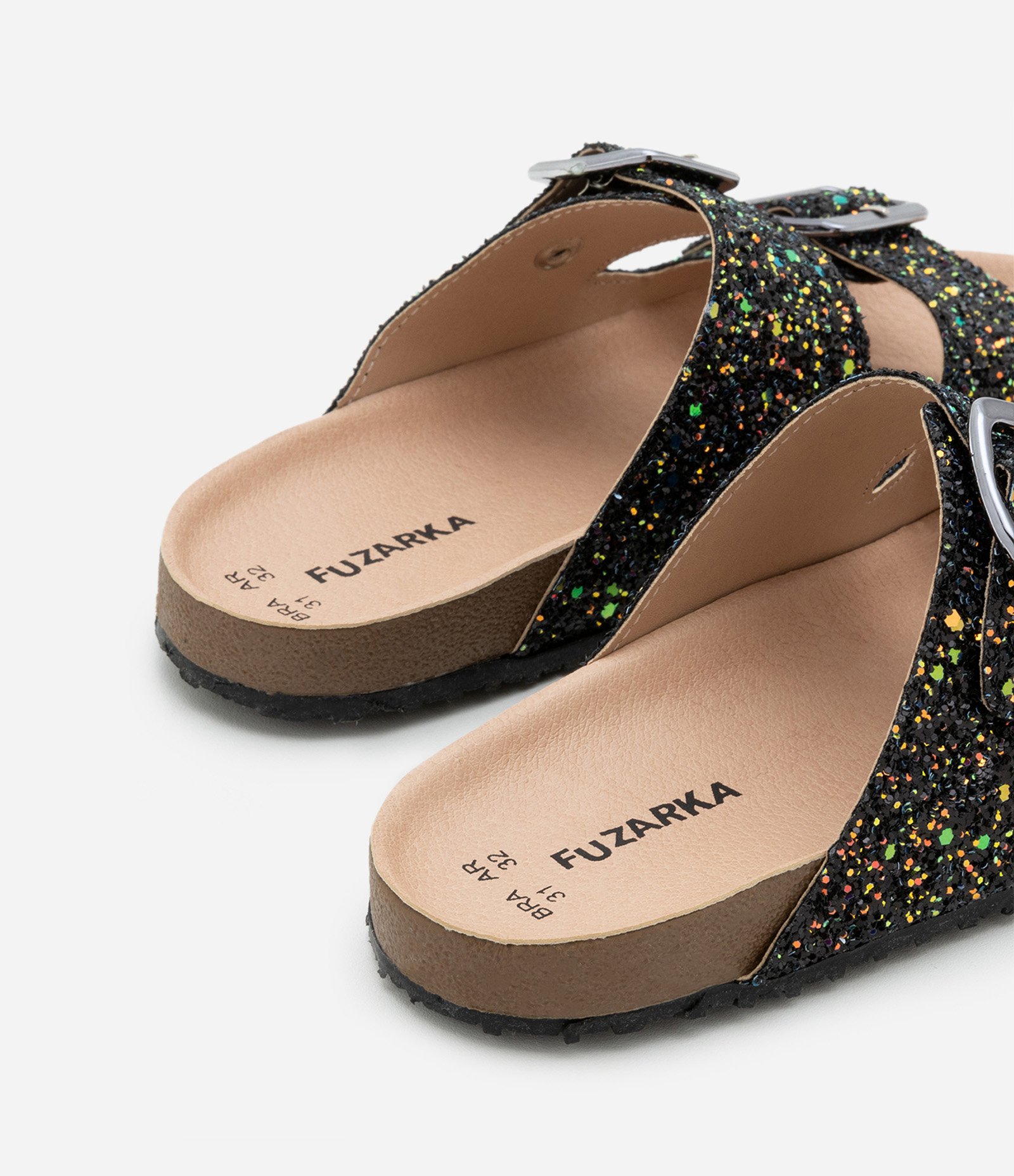 Chinelo Infantil com Glitter e Fivela - Tam 28 ao 35 Preto 2