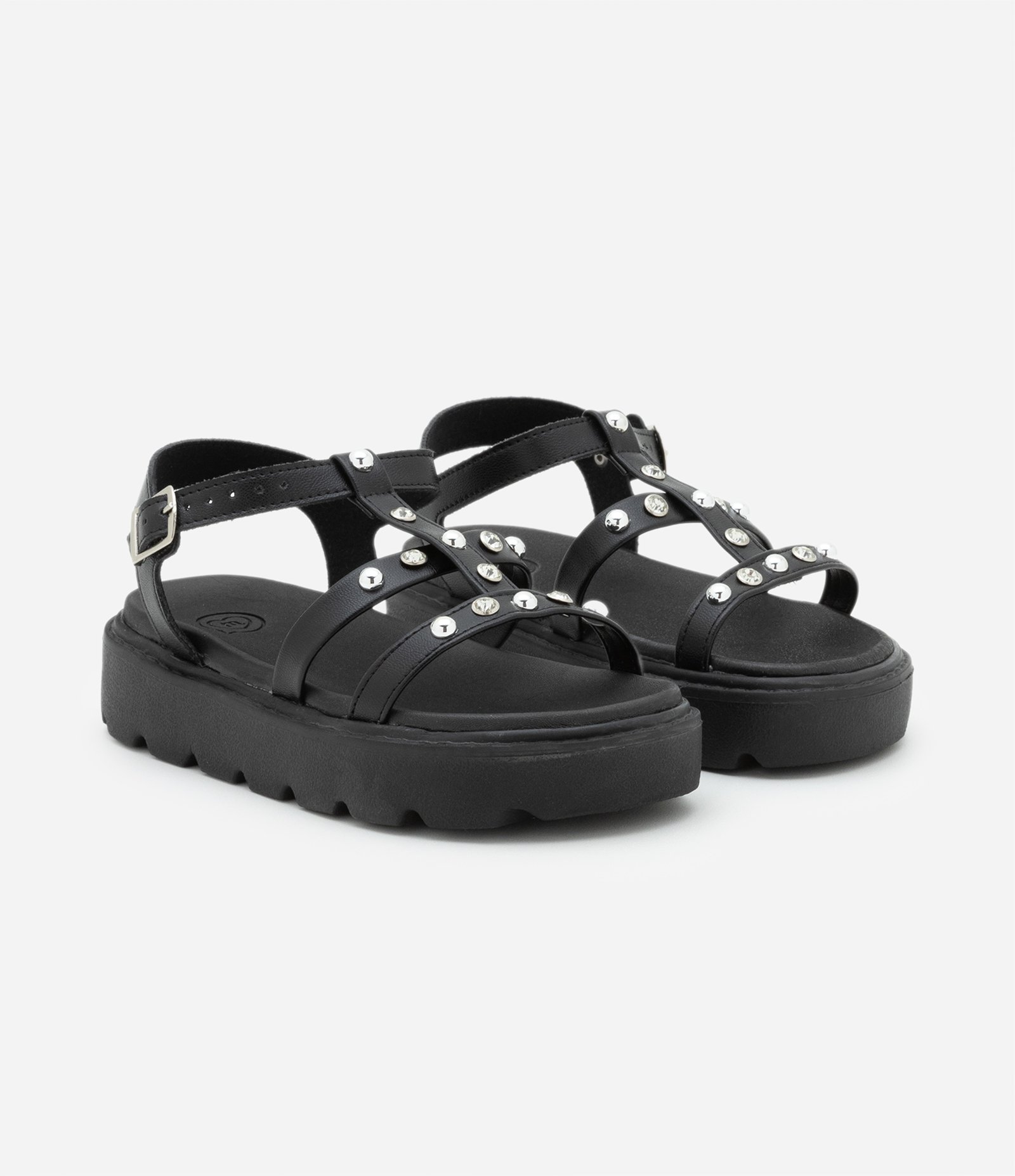 Sandália Flatform Infantil com Brilhos Molekinha - 26 a 36 Preto 1
