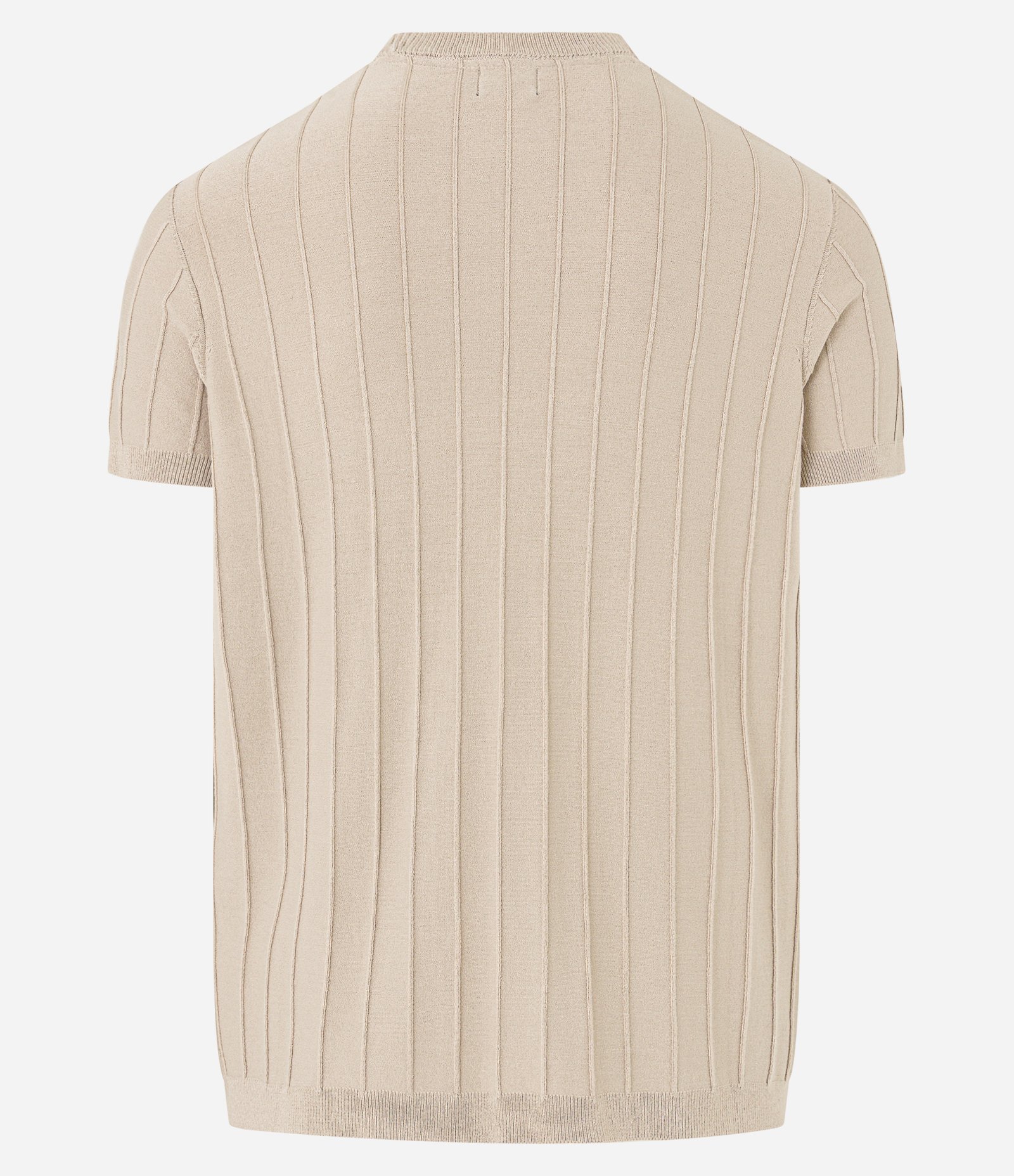 Camiseta Slim em Tricô com Relevos Verticais Bege 7