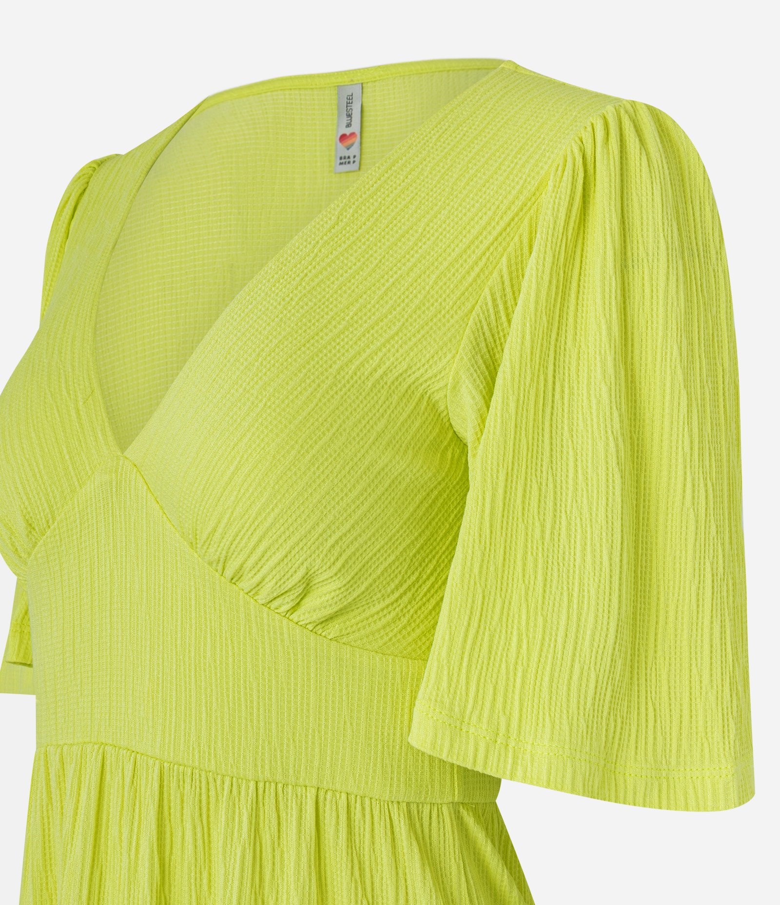 Vestido em Malha Texturizada com Manga Godê e Babado na Barra 5